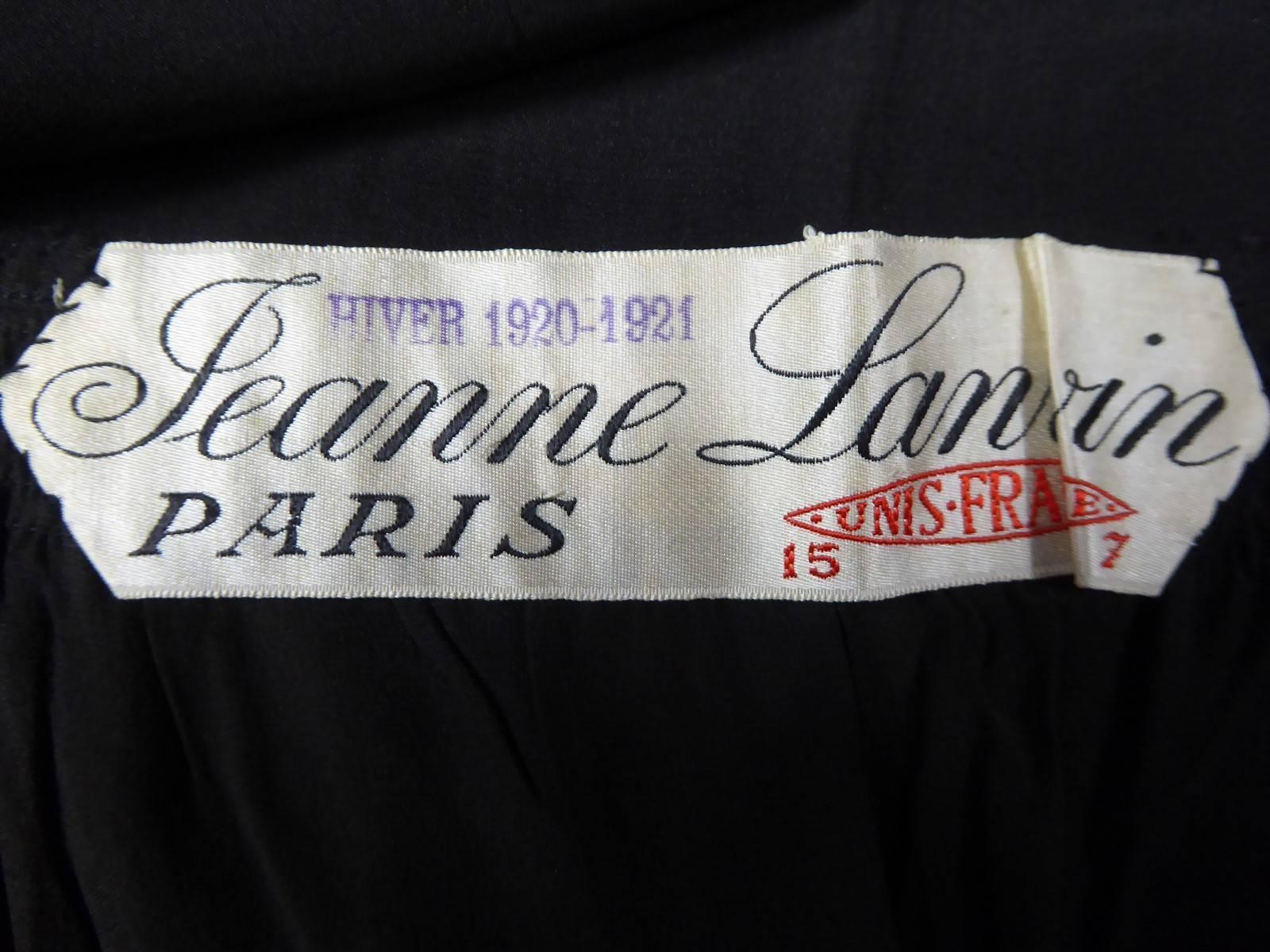 A Rare and Early Jeanne Lanvin Haute Couture Chiffon and satin Dress Winter 1920 For Sale 1