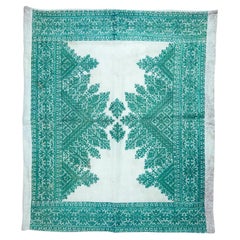A Turquoise Fez Embroidery Cushion Cover – Morocco, circa 1900–1950