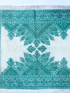 A Turquoise Fez Embroidery Cushion Cover – Morocco, circa 1900–1950
