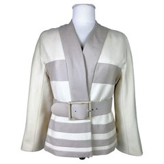 Cream and taupe wool twill Couture jacket by Roberto Capucci - Rome C. 1990