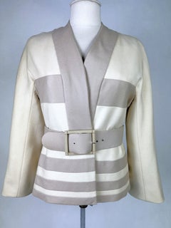 Cream and taupe wool twill Couture jacket by Roberto Capucci - Rome C. 1990