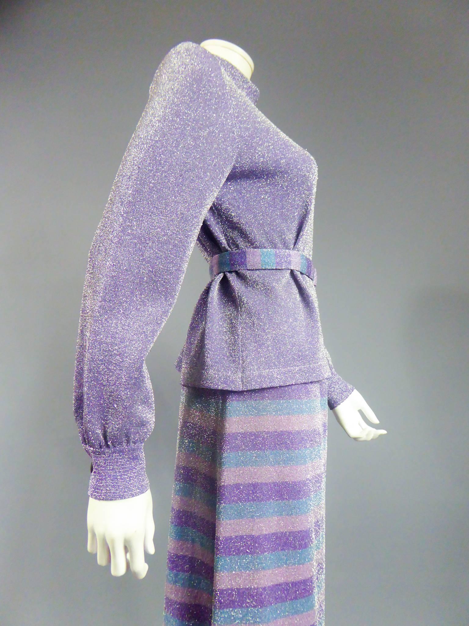 A Pierre Balmain Lurex Knitting Three-pieces Set - France Circa 1980 For Sale 4