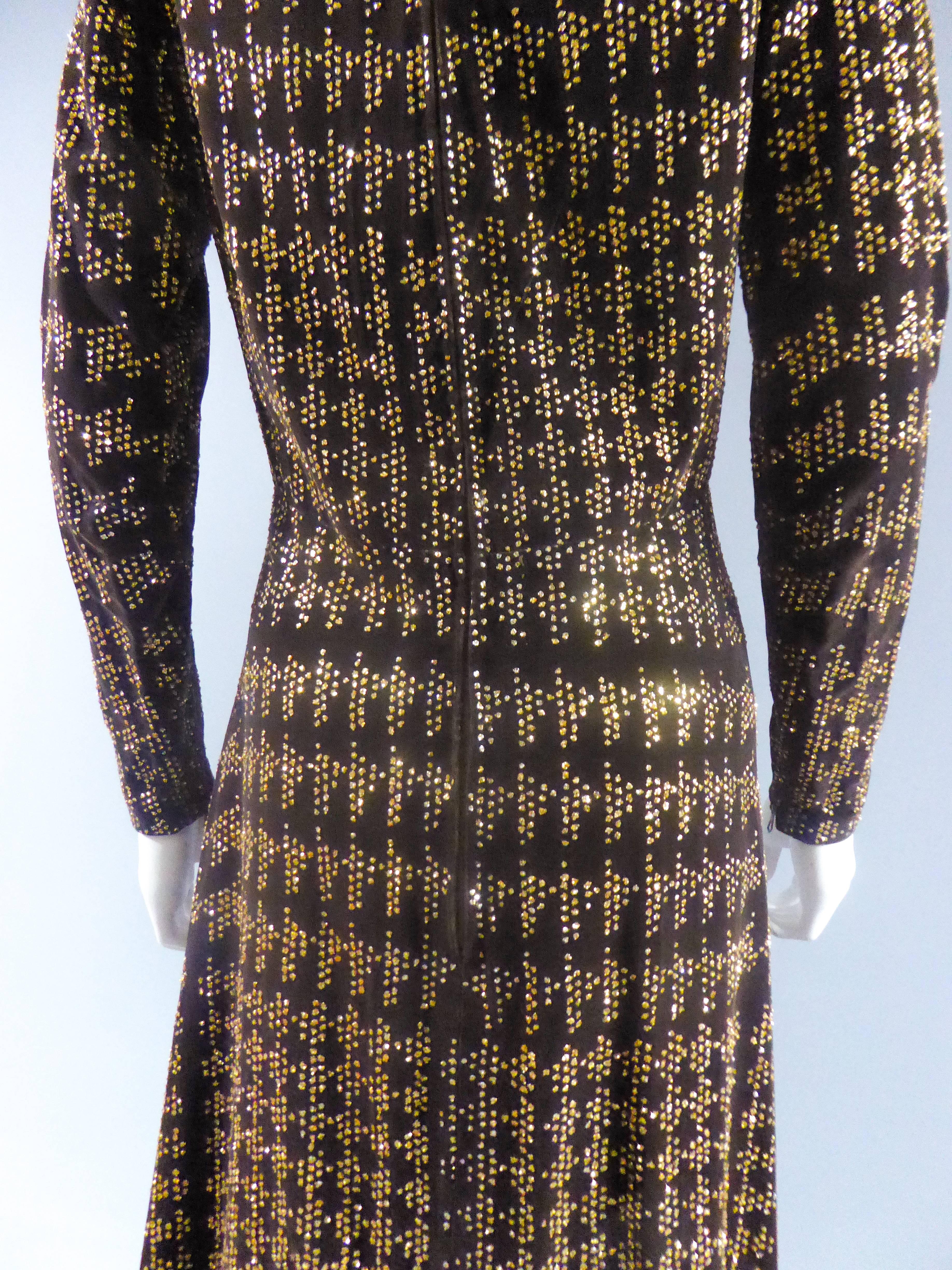 Carven Long Velvet Dress, Circa 1975 For Sale 1