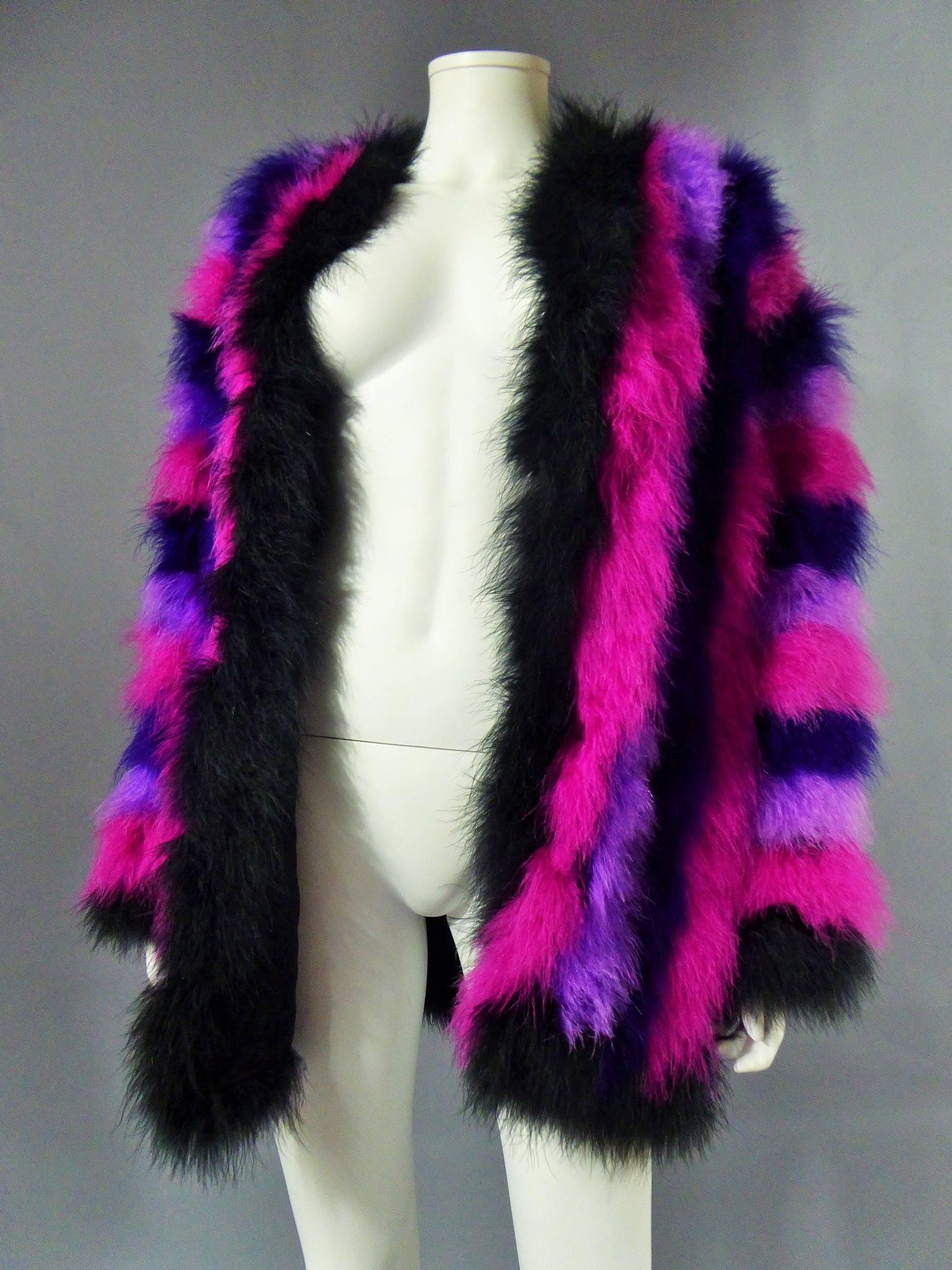 French Ostrich Feather Coat, Circa 1980 In Excellent Condition In Toulon, FR