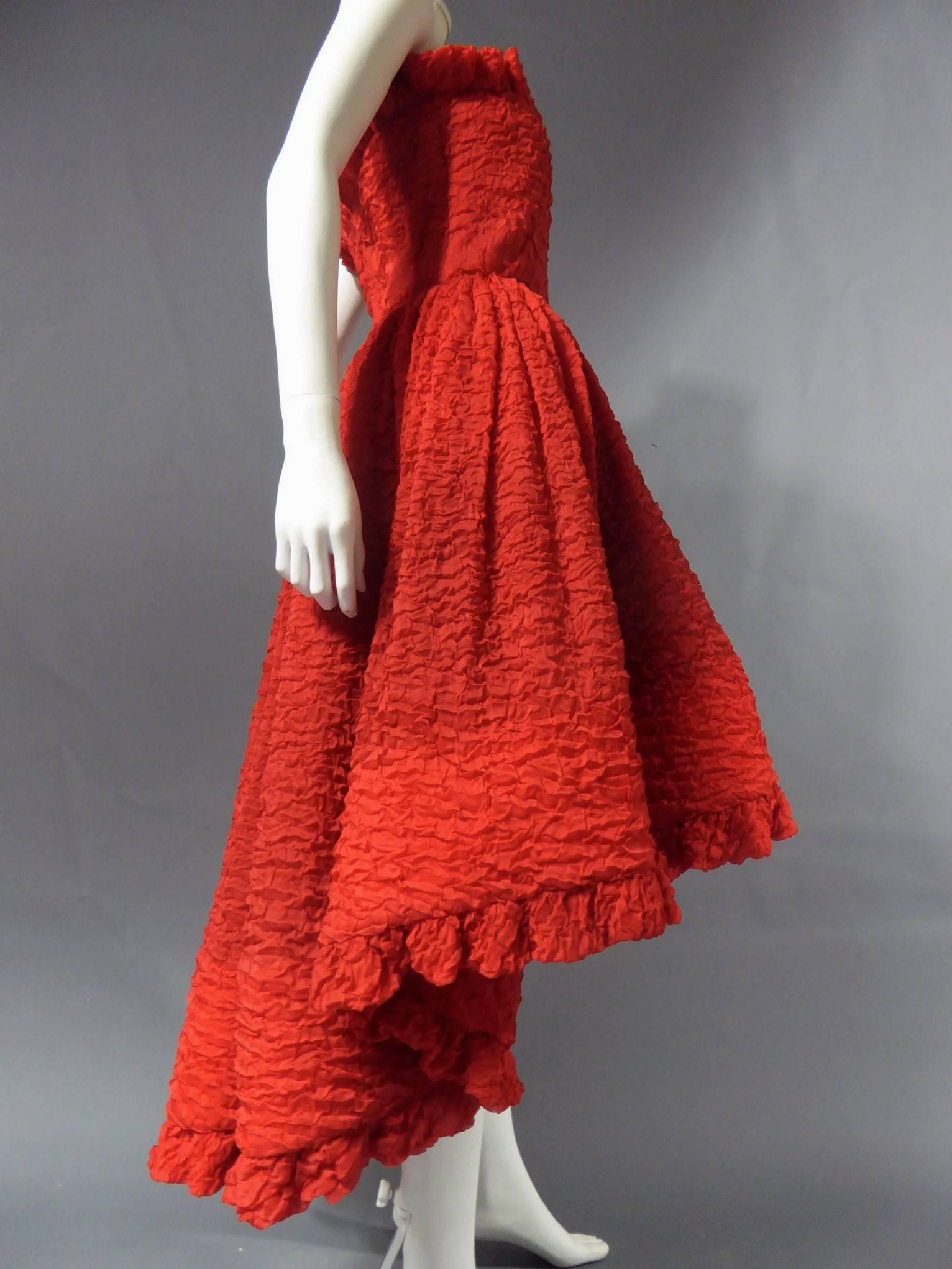 A Pierre Cardin Haute Couture Red Silk strapless Cocktail Dress, Circa 1980 1