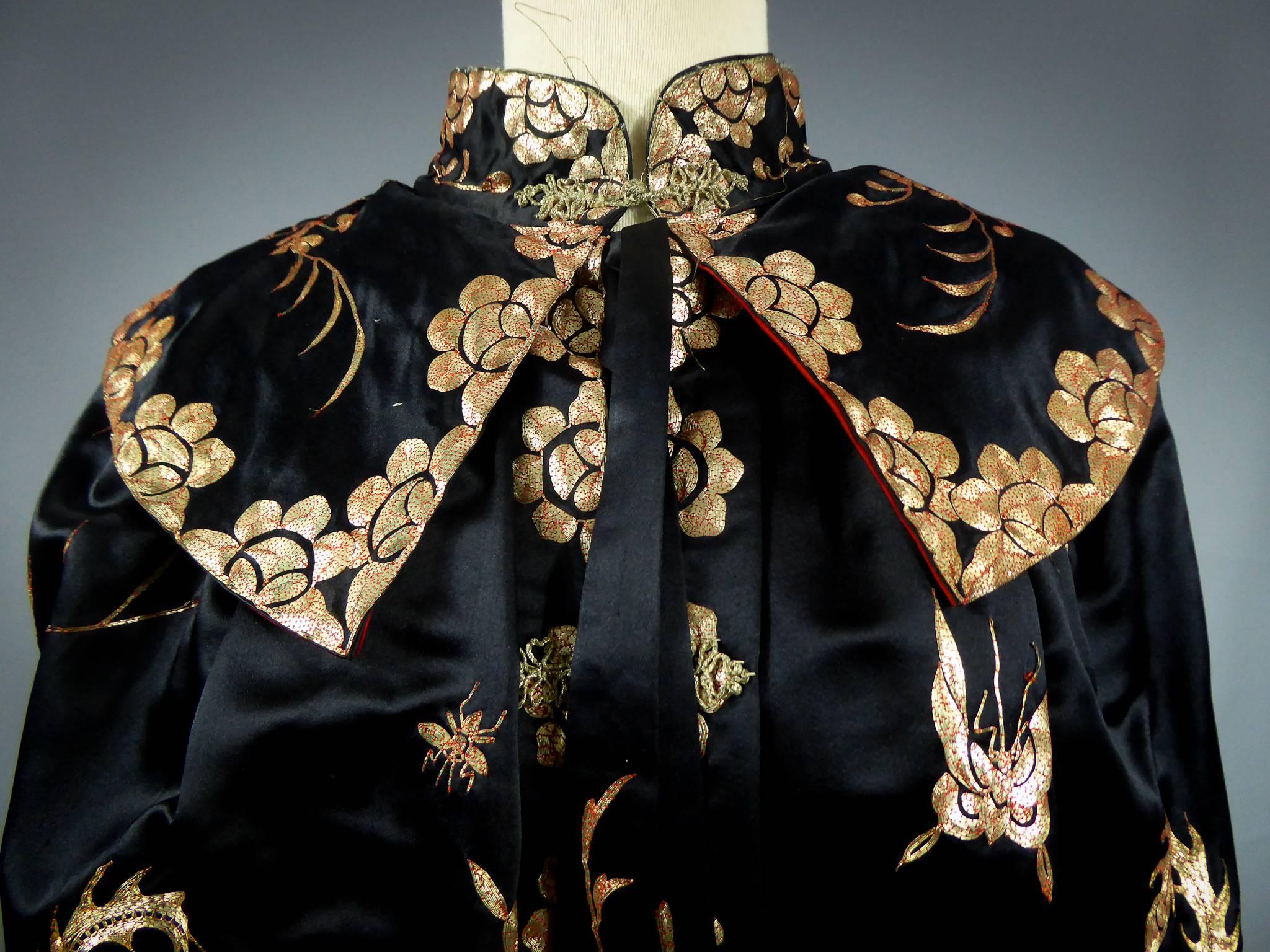 Women's Art Deco gold embroidered satin ball cape China For Europe, circa 1925