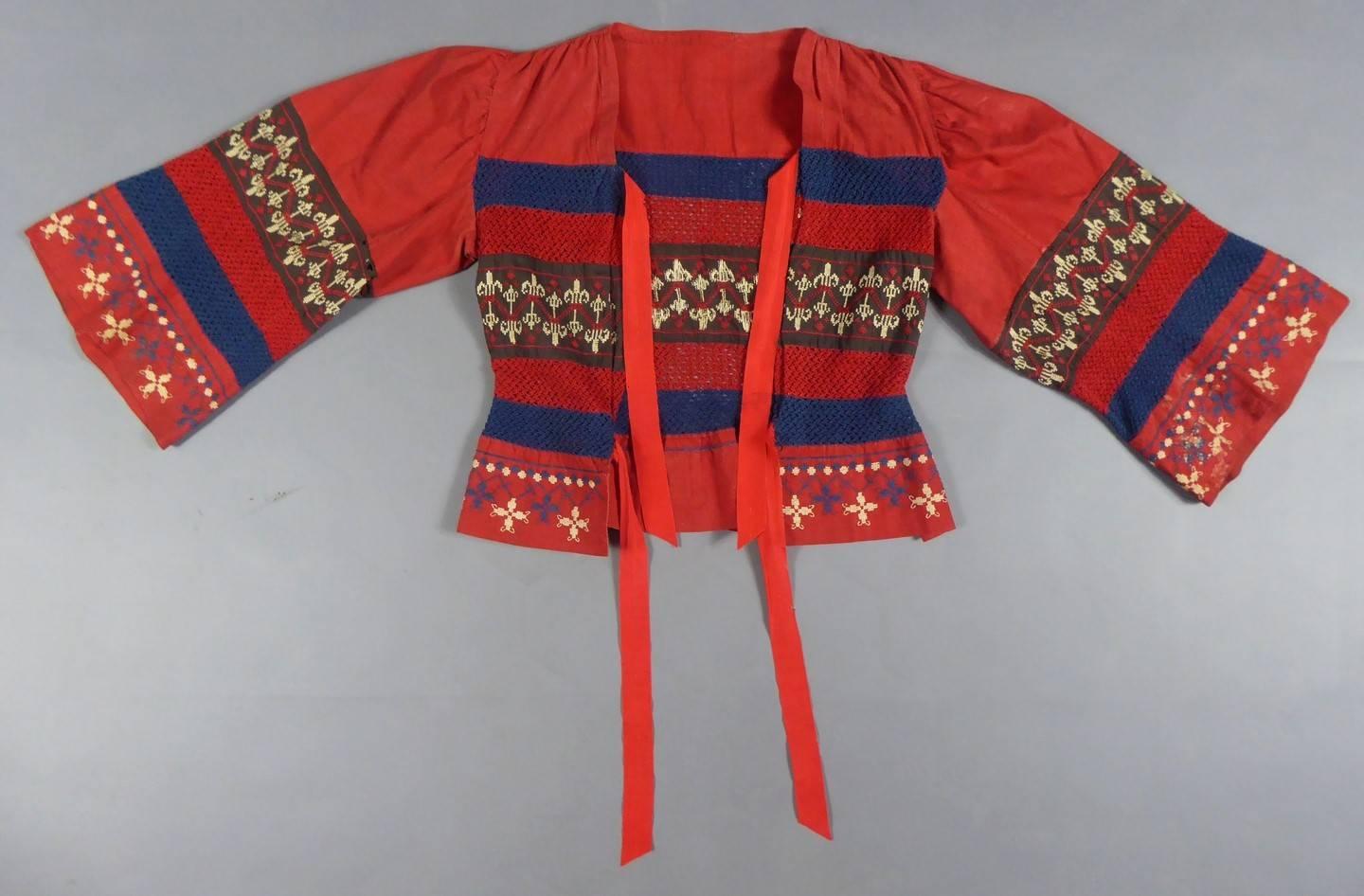 Red  Russian inspired embroidered bodice France, circa 1920 