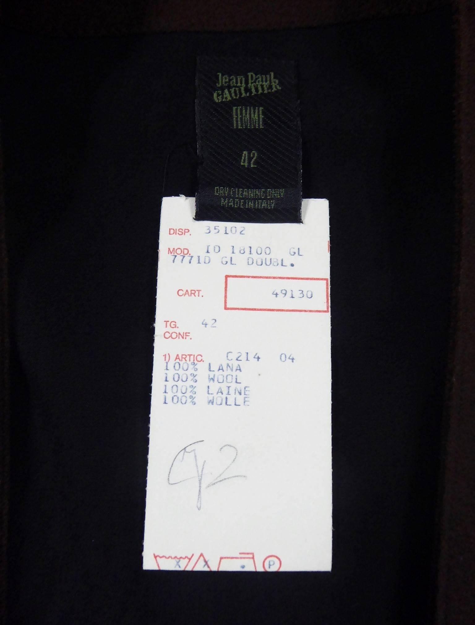 Costume deux pièces en laine Jean-Paul Gaultier Femme Circa 2000 en vente 5