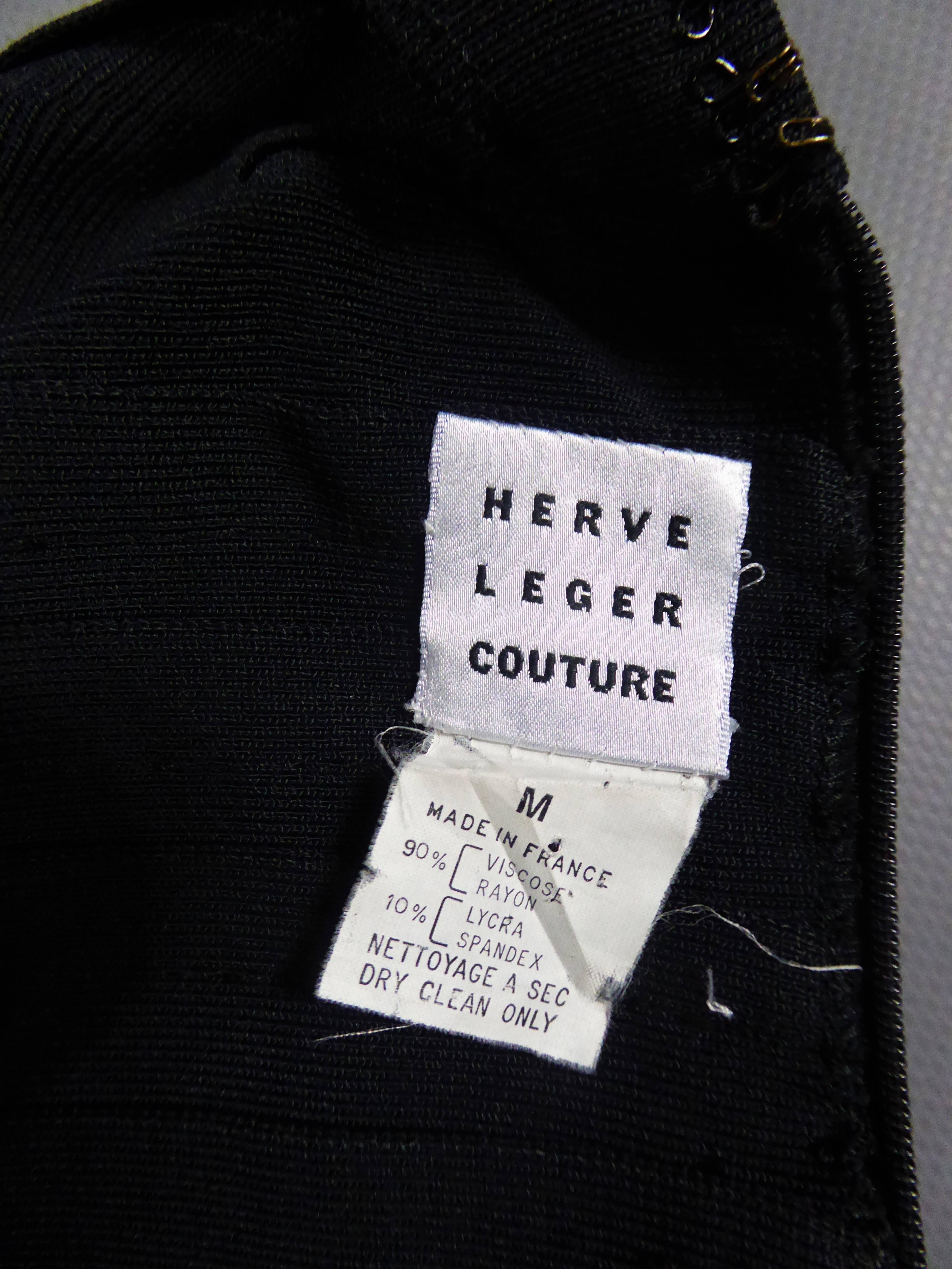 A French Hervé Léger Couture stretch Little black Dress Circa 1995 For Sale 1