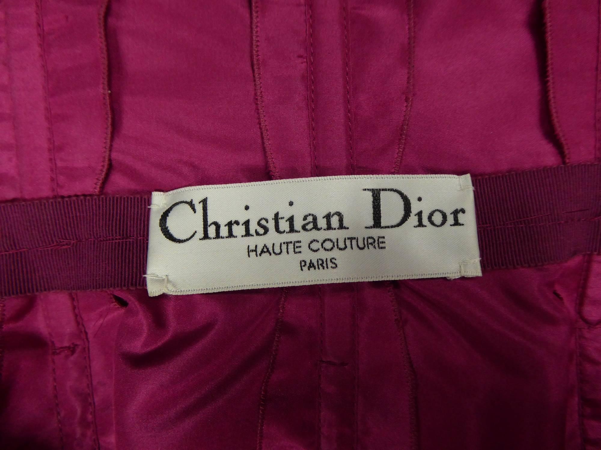 Christian Dior - Robe haute couture en mousseline de soie rose, circa 1989 - 1990 en vente 8