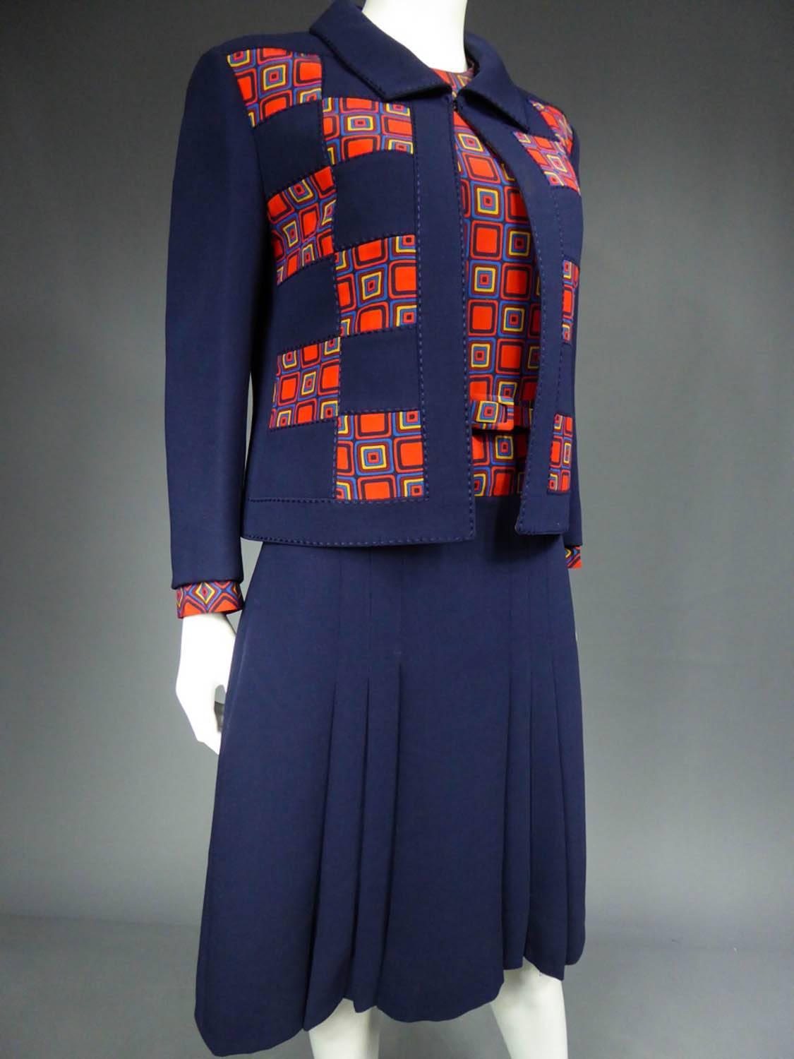 A French Couture dress and jacket in Pierre Balmain style - Circa 1972 In Good Condition For Sale In Toulon, FR