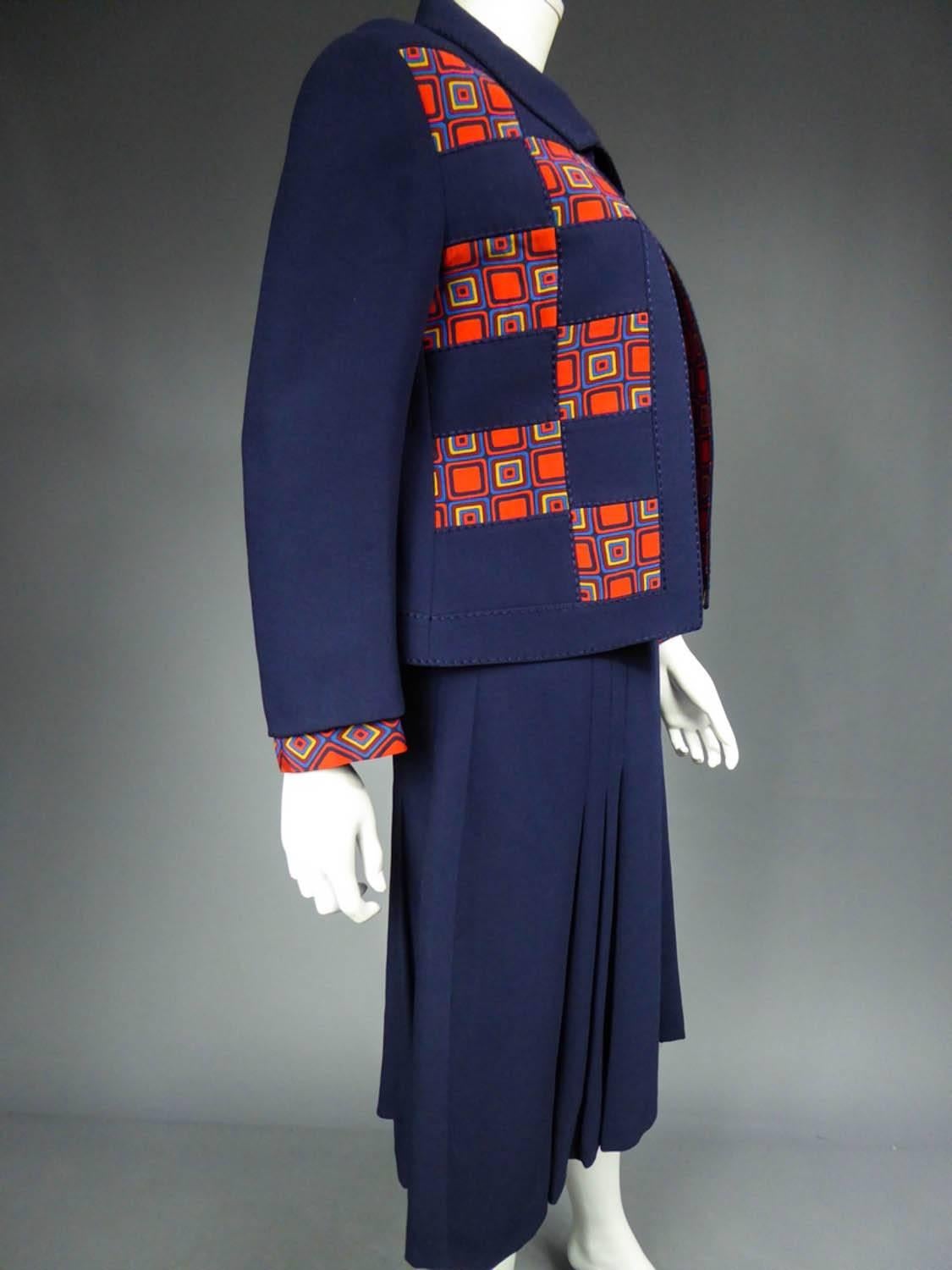 A French Couture dress and jacket in Pierre Balmain style - Circa 1972 For Sale 1