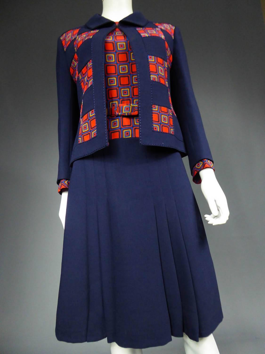 A French Couture dress and jacket in Pierre Balmain style - Circa 1972 For Sale 4