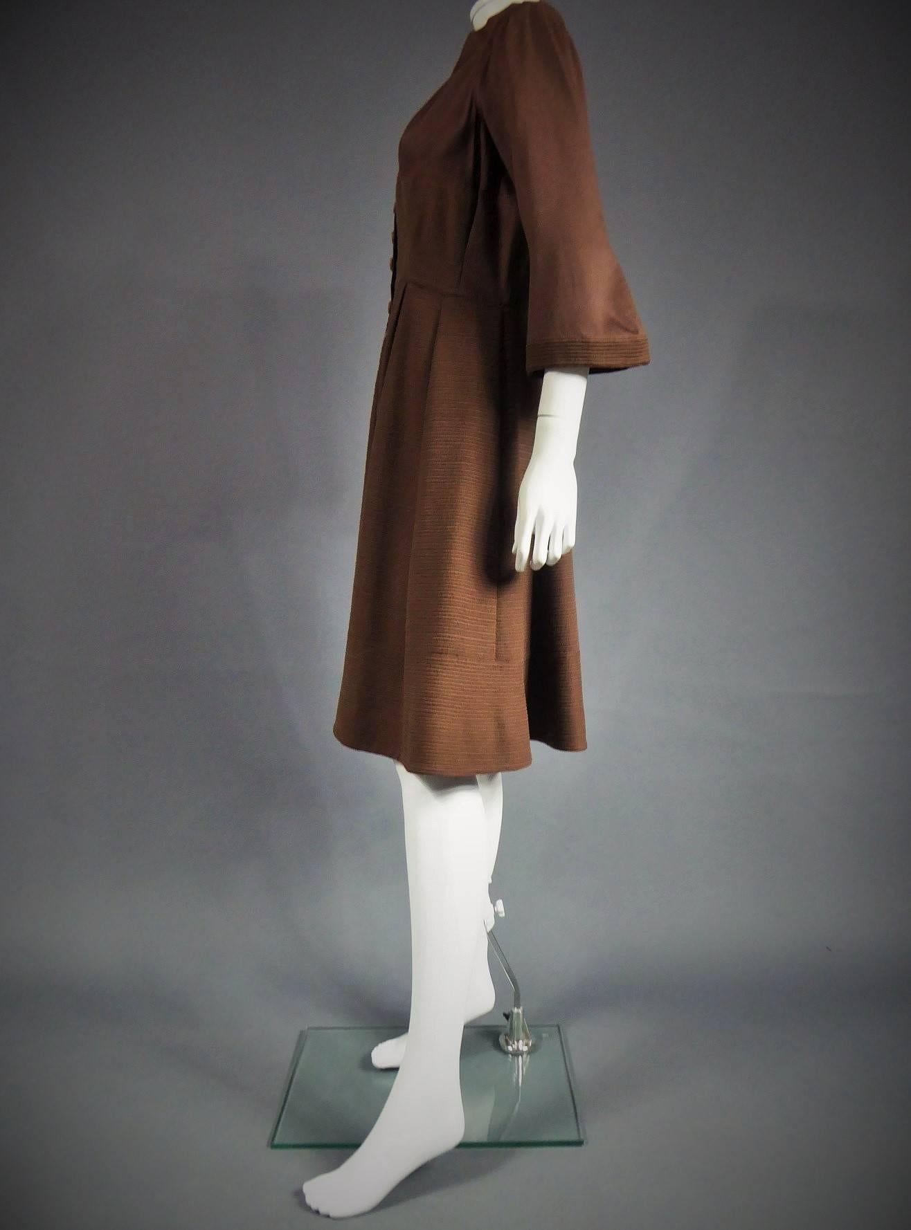 Black Carven Haute Couture Coat Dress, Circa 1944 / 1947