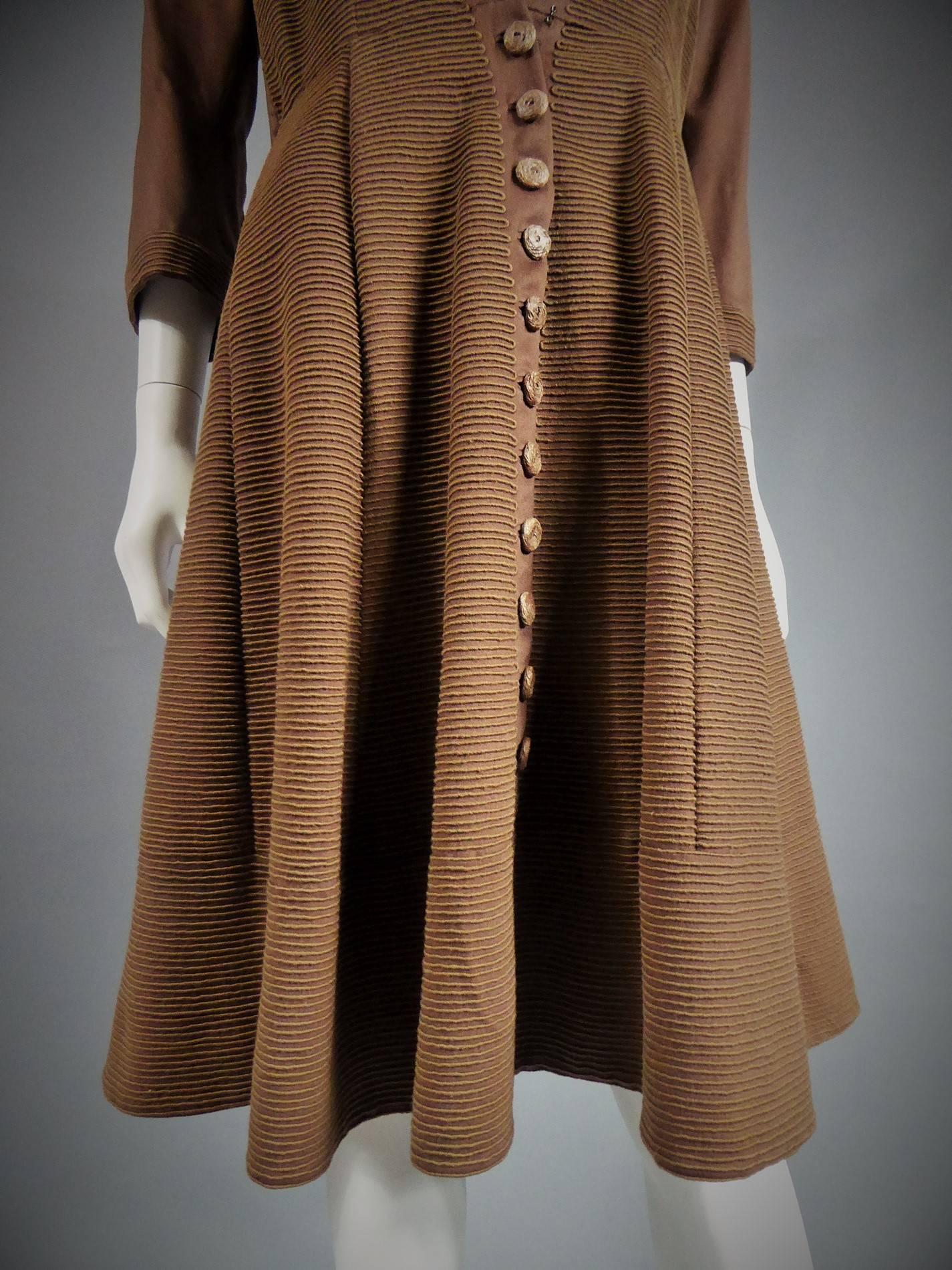 Carven Haute Couture Coat Dress, Circa 1944 / 1947 2