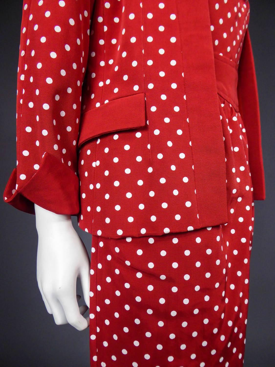 A Nina Ricci Dress and Jacket Silk Polka Dot Set - Circa 1980 For Sale 2