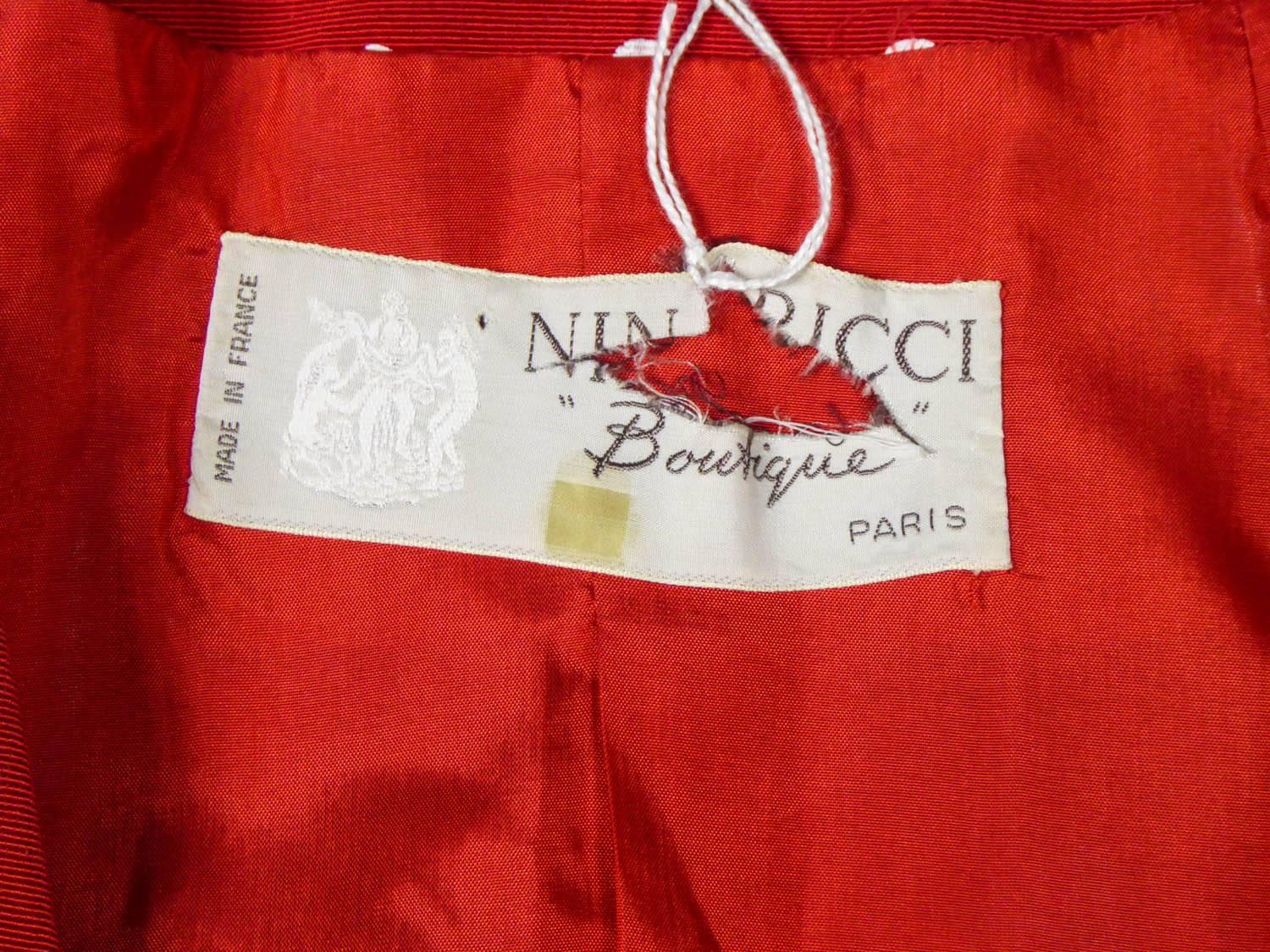 A Nina Ricci Dress and Jacket Silk Polka Dot Set - Circa 1980 For Sale 7