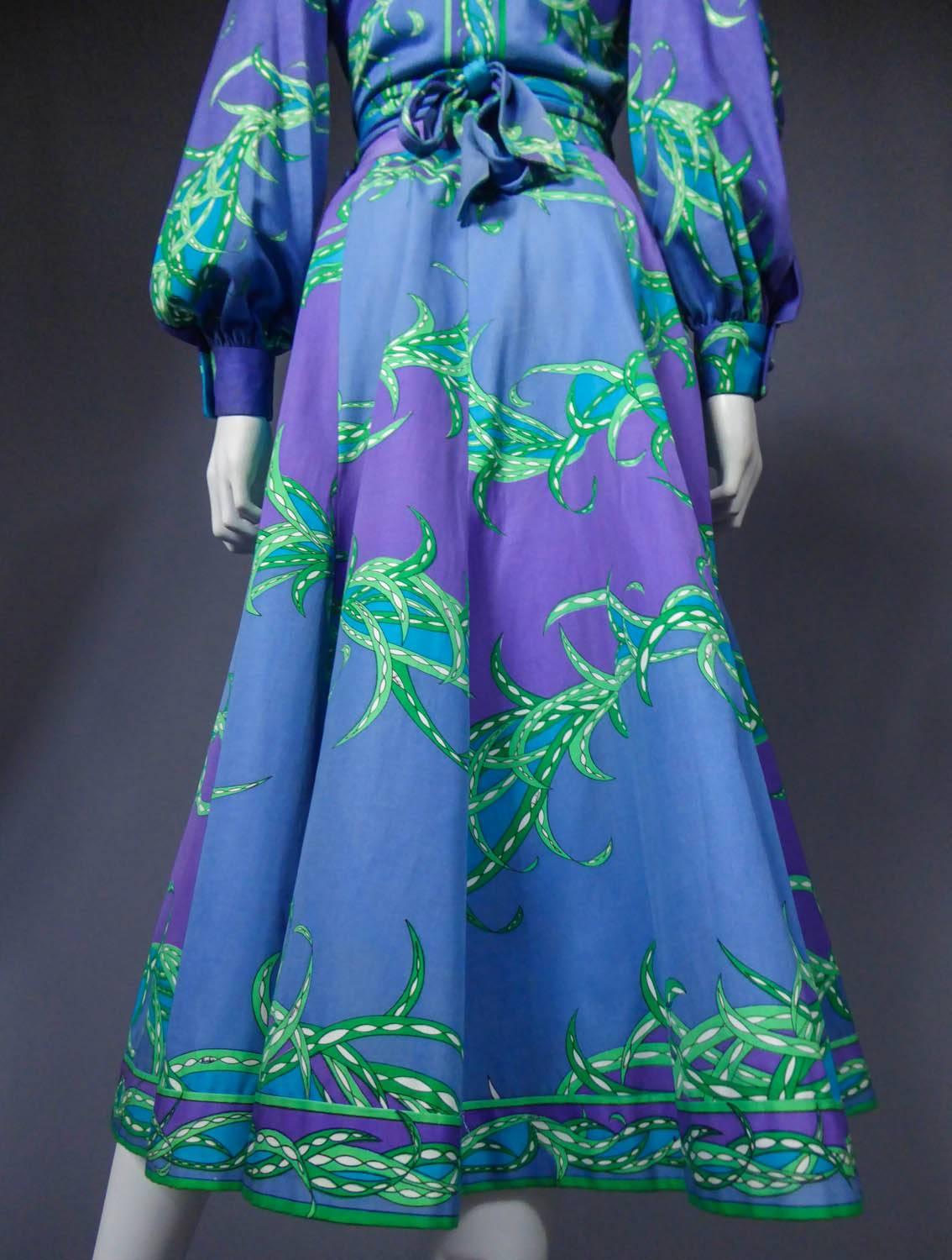 Emilio Pucci Bolero and skirt Printed cotton set, Circa 1970s For Sale 4