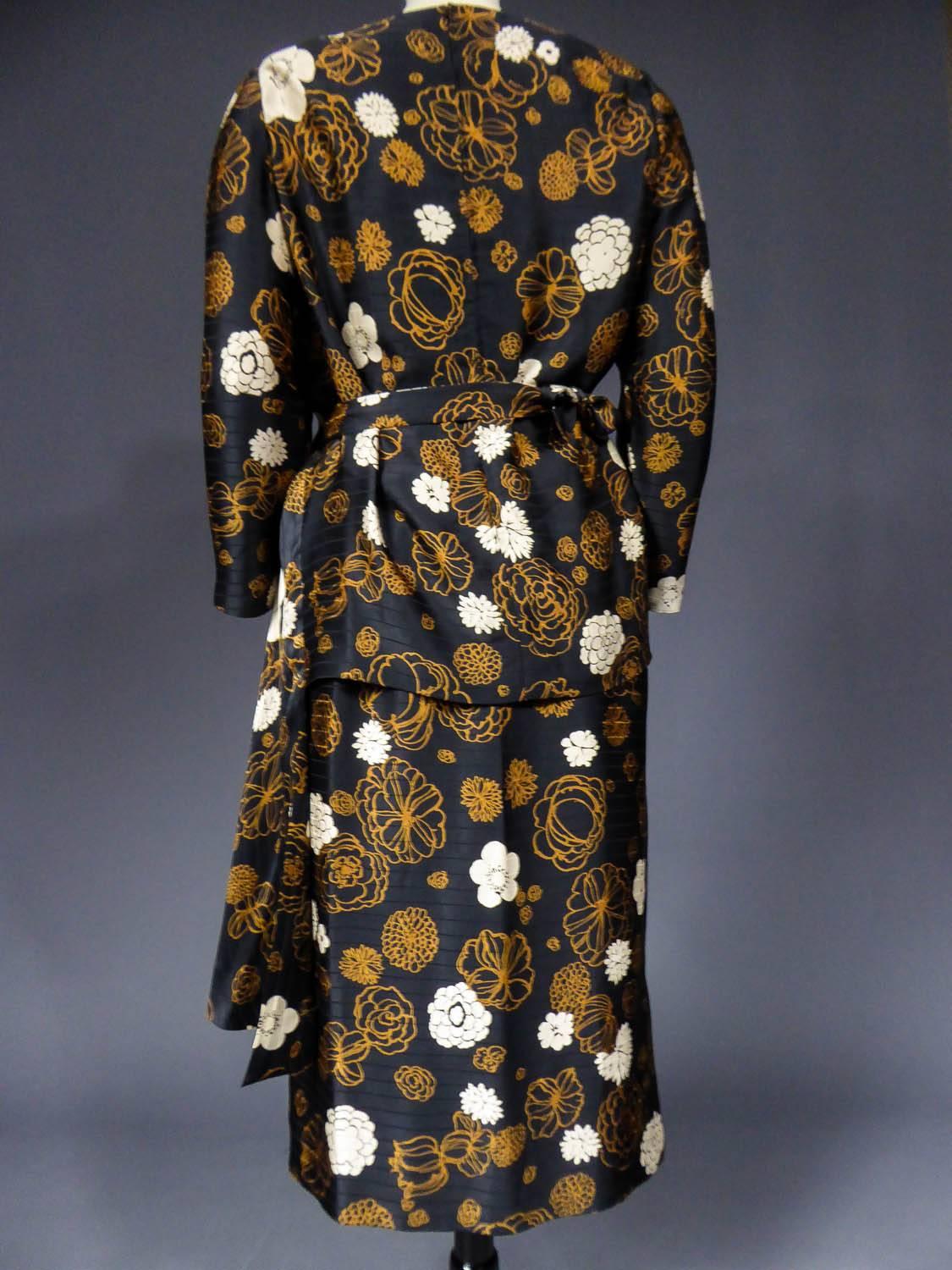 A French Grès Couture two pieces Printed silk Dress, Circa 1980 6