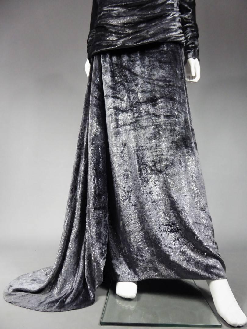 Gray Yves Saint Laurent Couture Velvet Evening Dress, Fall 1982