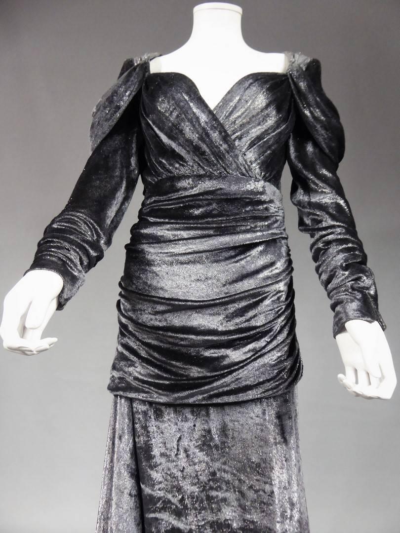 Yves Saint Laurent Couture Velvet Evening Dress, Fall 1982 In Good Condition In Toulon, FR