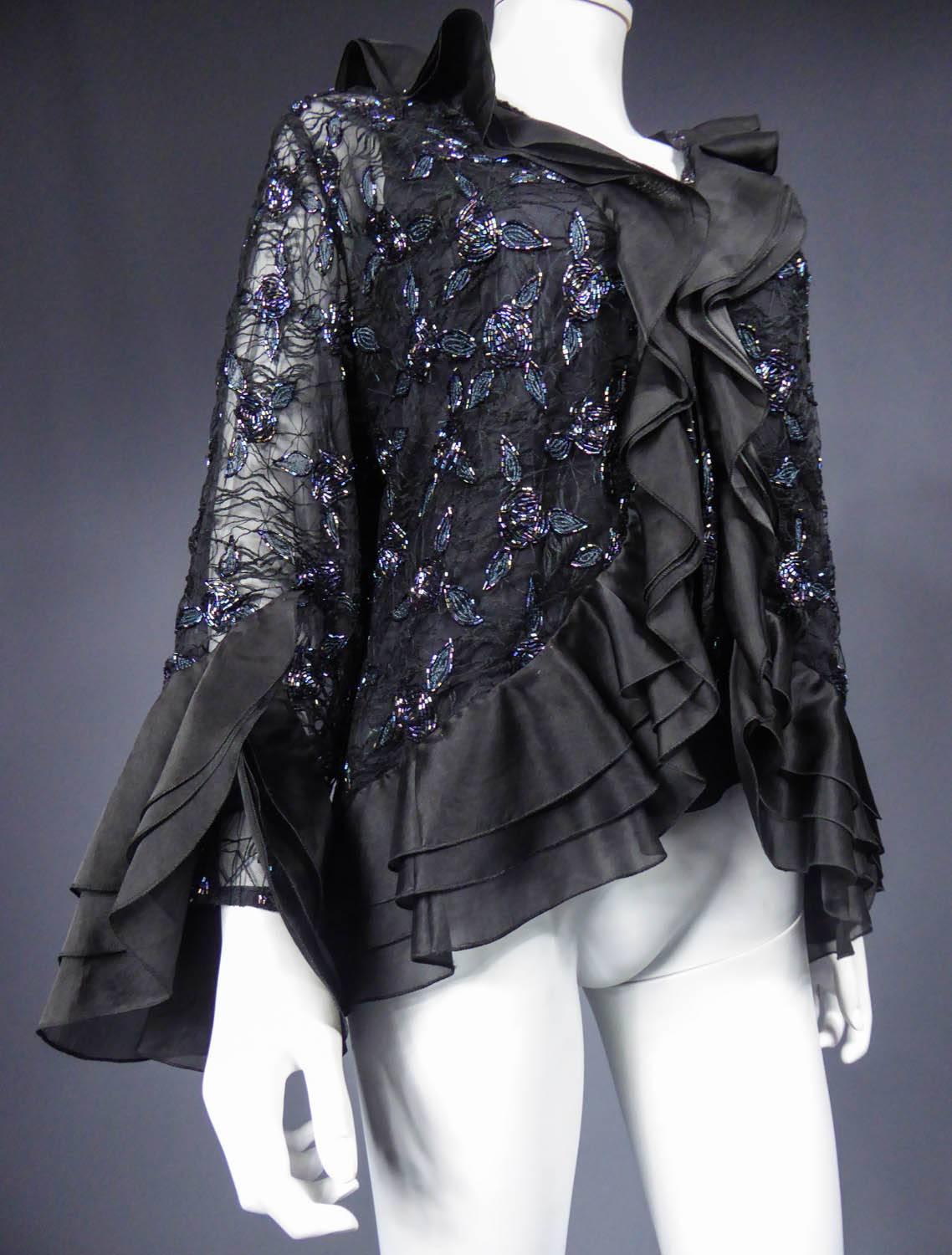 Women's Hanae Mori tulle and silk Embroidered Jacket and Top, Circa 1985