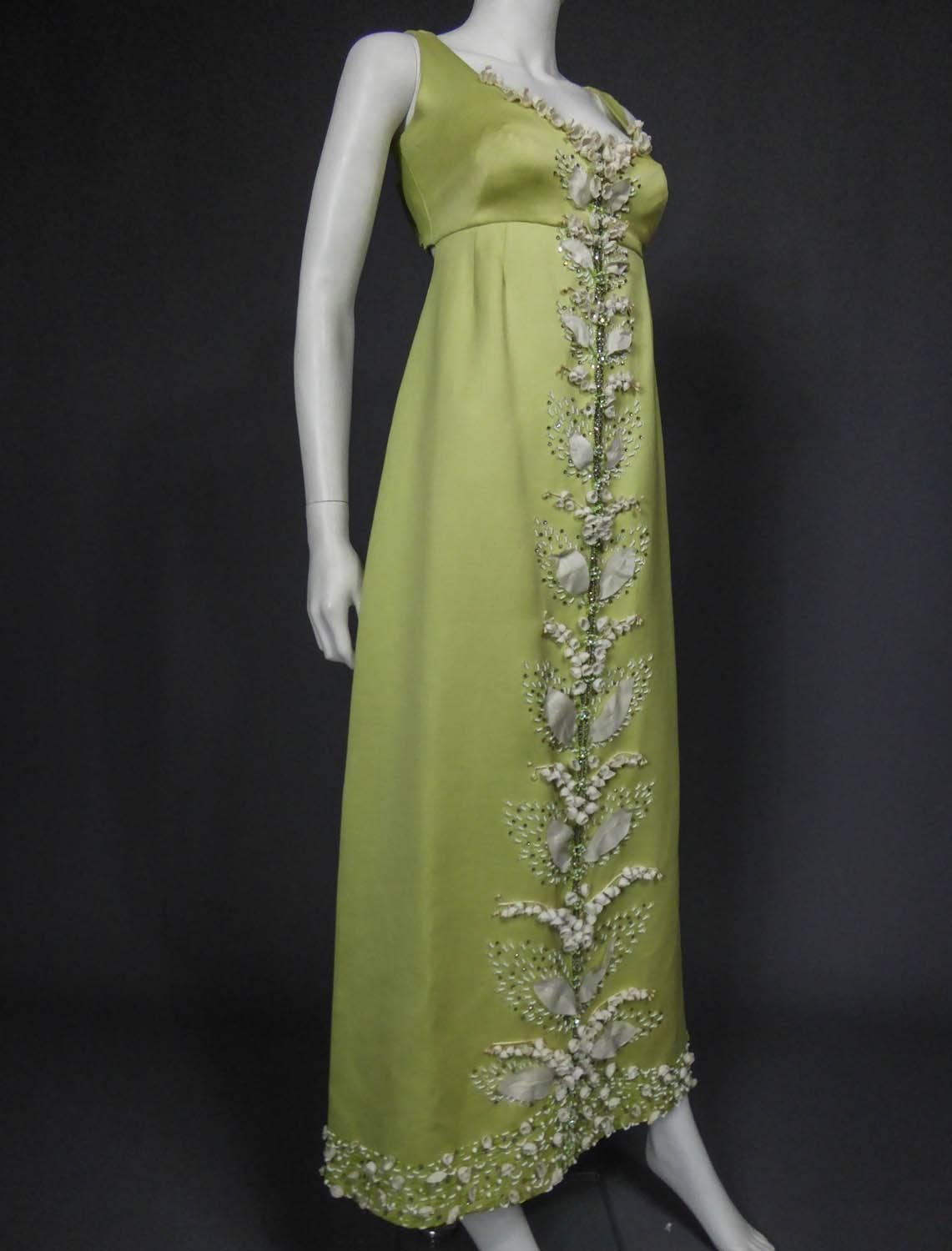 Gazar Italy evening dress embroidered with lily of the valley, circa 1965 1