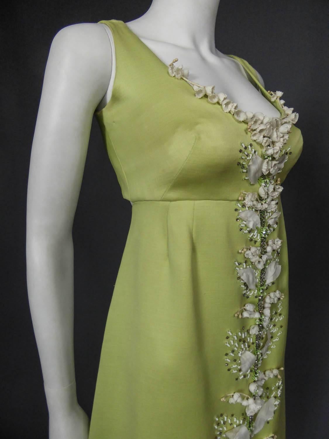 Gazar Italy evening dress embroidered with lily of the valley, circa 1965 2