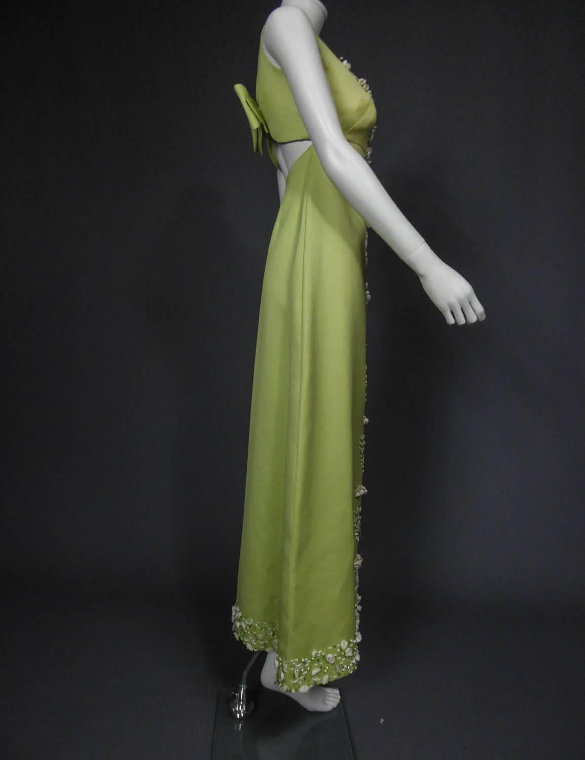 Gazar Italy evening dress embroidered with lily of the valley, circa 1965 4