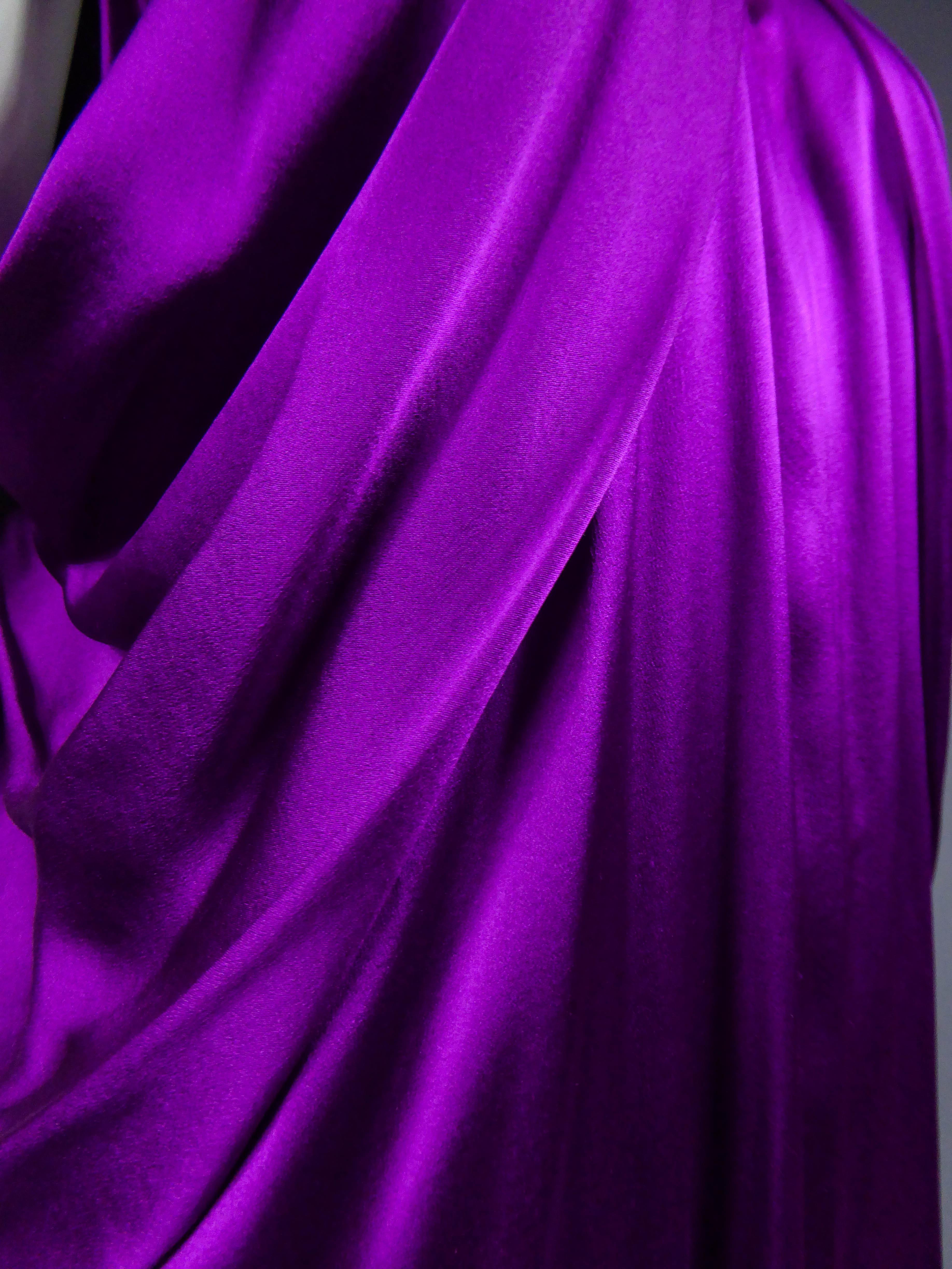 Purple Yves Saint Laurent Satin Dress by Stefano Pilati, 2008 Collection  For Sale