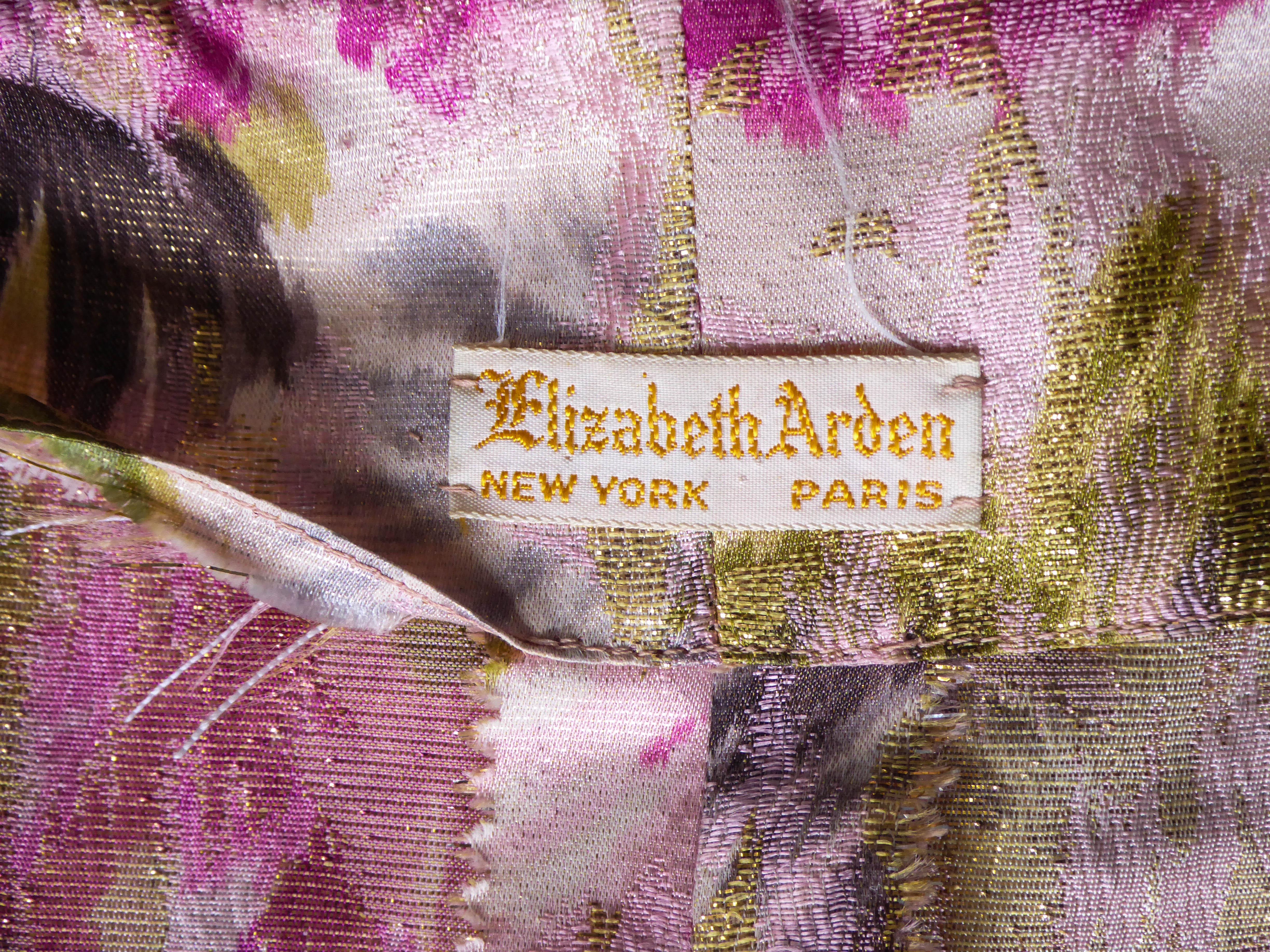 An Elizabeth Arden Gold Lamé and flowered Evening Dress, Circa 1950 For Sale 3