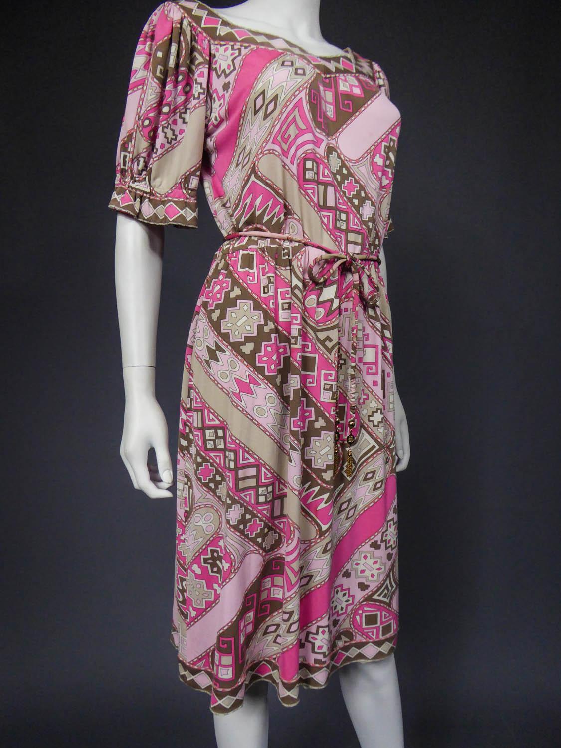 An Emilio Pucci Psychedelic Dress and Bandana- Italy Circa 1970 2