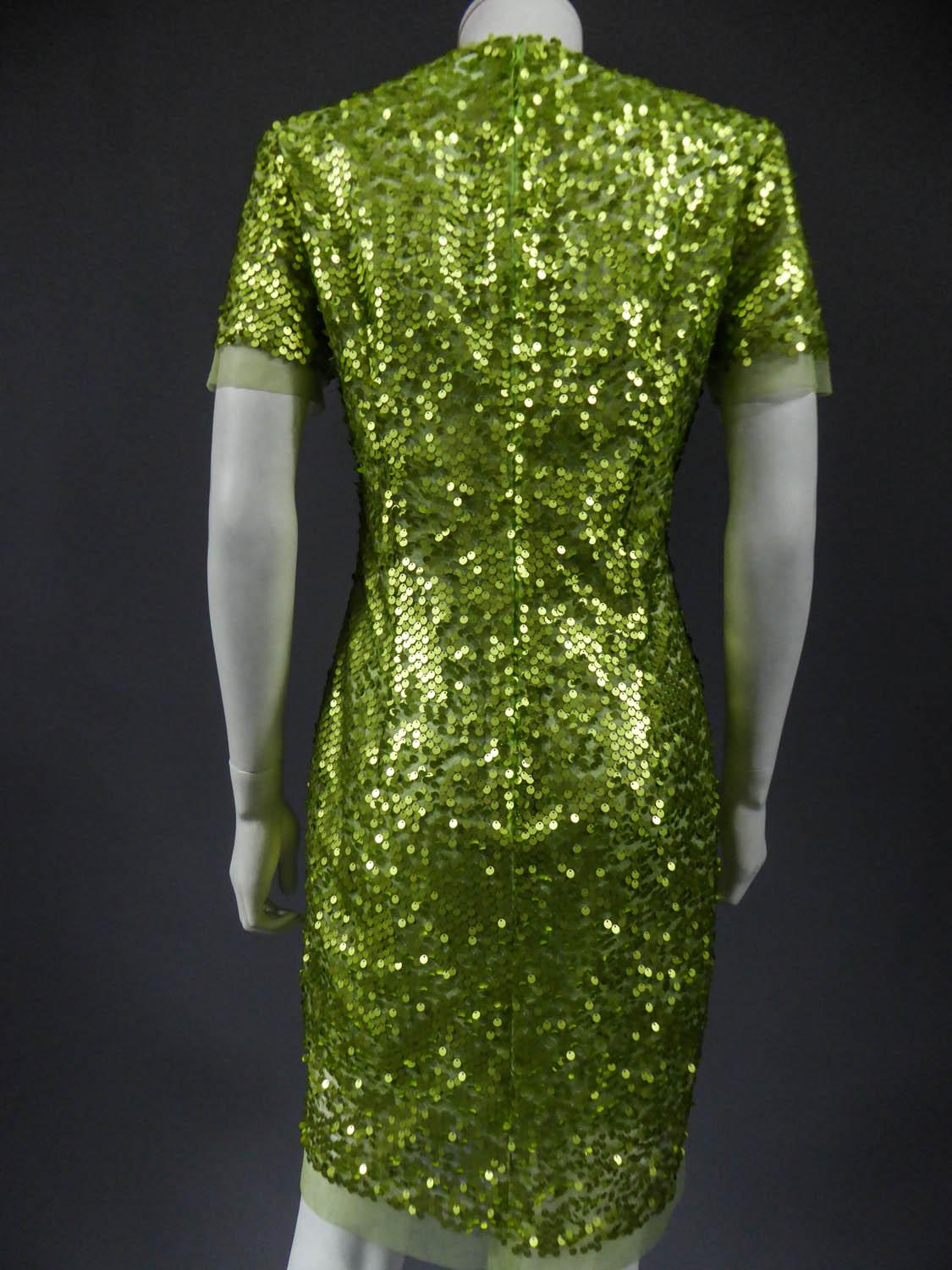 Französisches Couture Abendkleid mit Pailletten bestickt, ca. 1990 im Angebot 5