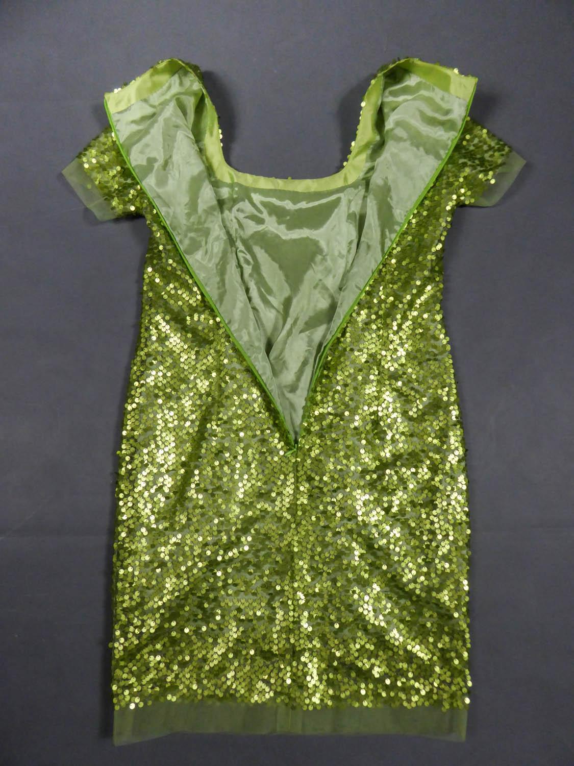 Französisches Couture Abendkleid mit Pailletten bestickt, ca. 1990 im Angebot 8