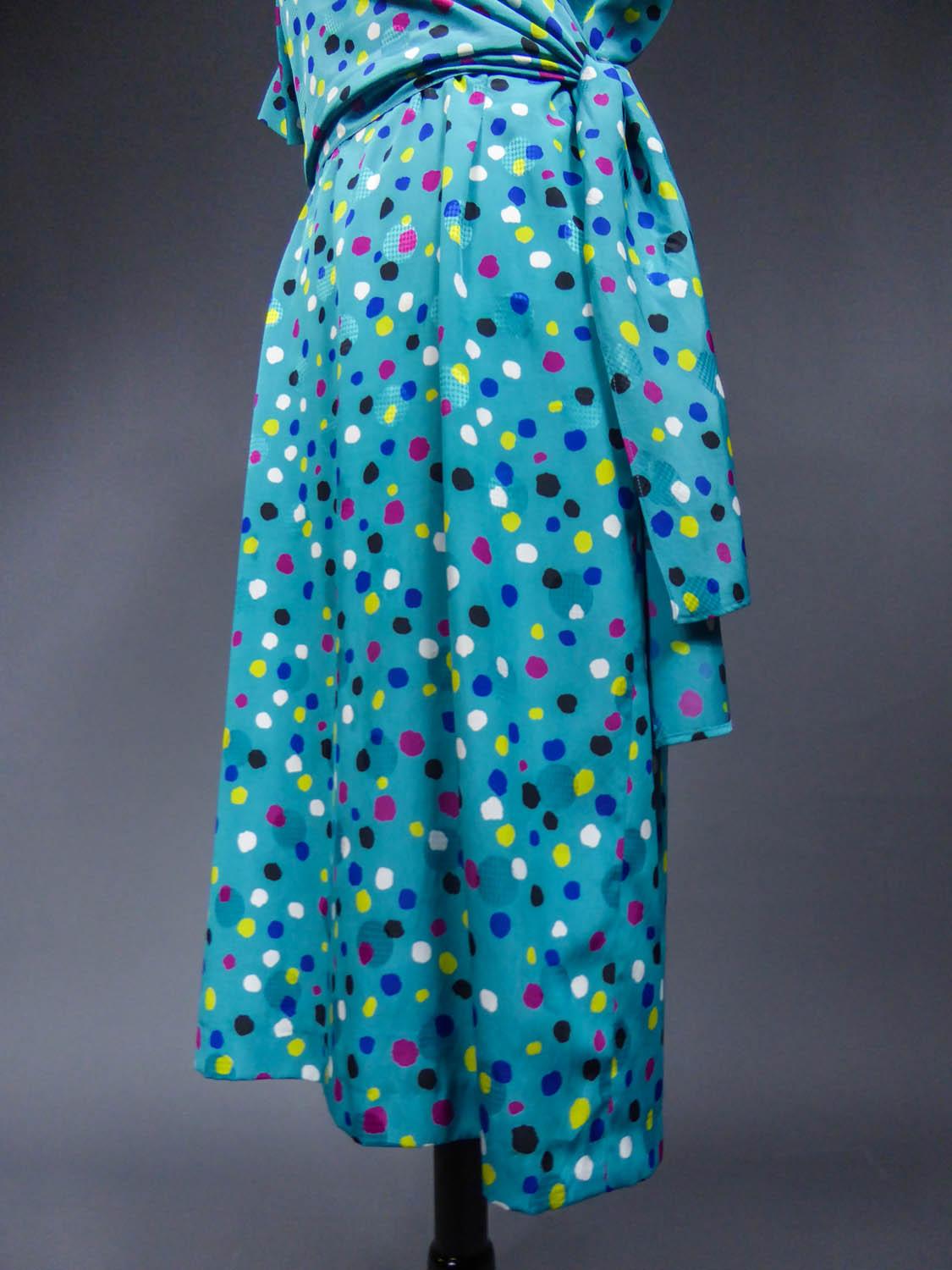A French Pierre Balmain Printed Silk Dress, Circa 1980 For Sale 1