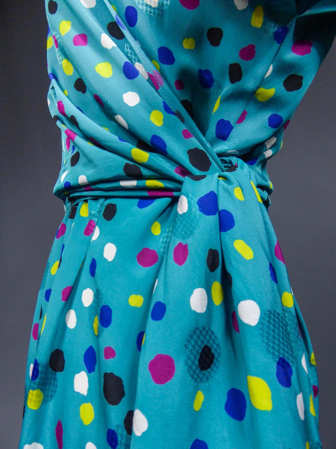 A French Pierre Balmain Printed Silk Dress, Circa 1980 For Sale 2