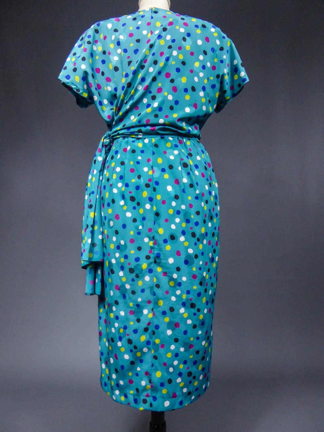 A French Pierre Balmain Printed Silk Dress, Circa 1980 For Sale 3