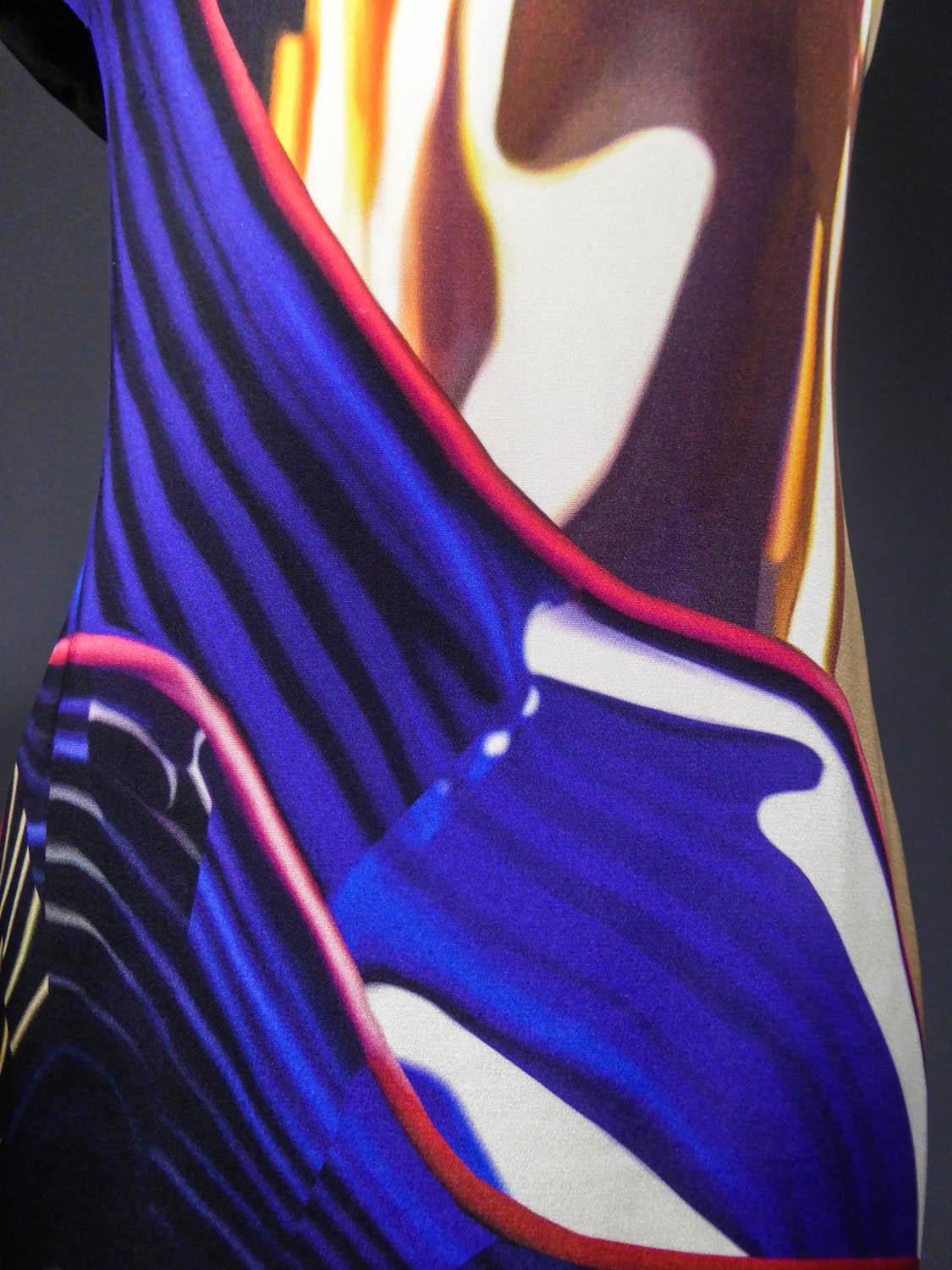 Purple Mary Katranzou Asymmetrical Printed Silk Dress Circa 2010 For Sale