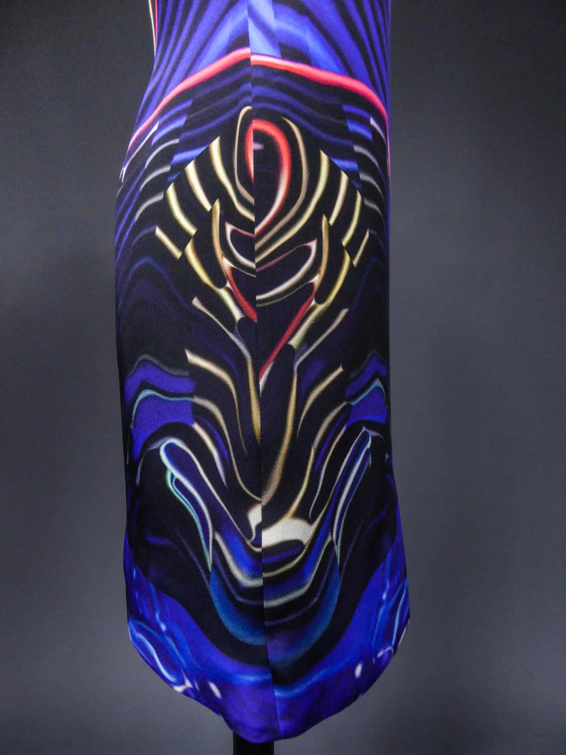 Mary Katranzou Asymmetrical Printed Silk Dress Circa 2010 For Sale 1