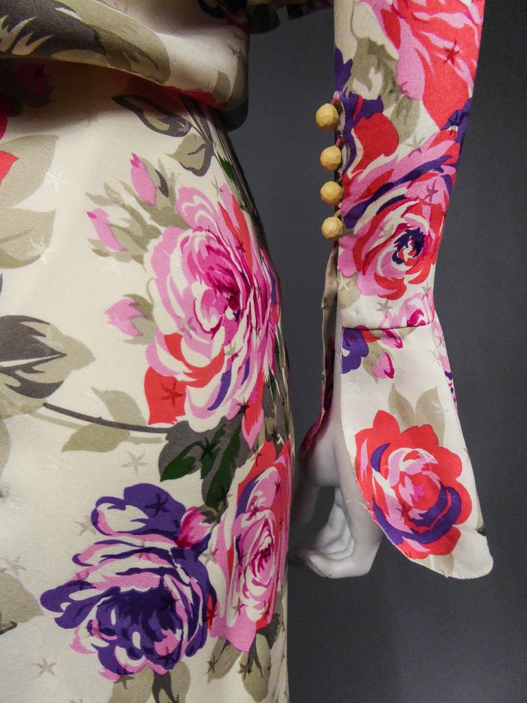 A Jeanne Lanvin Couture Printed Silk Dress with Matched Cuffs, Circa 1985  For Sale 7