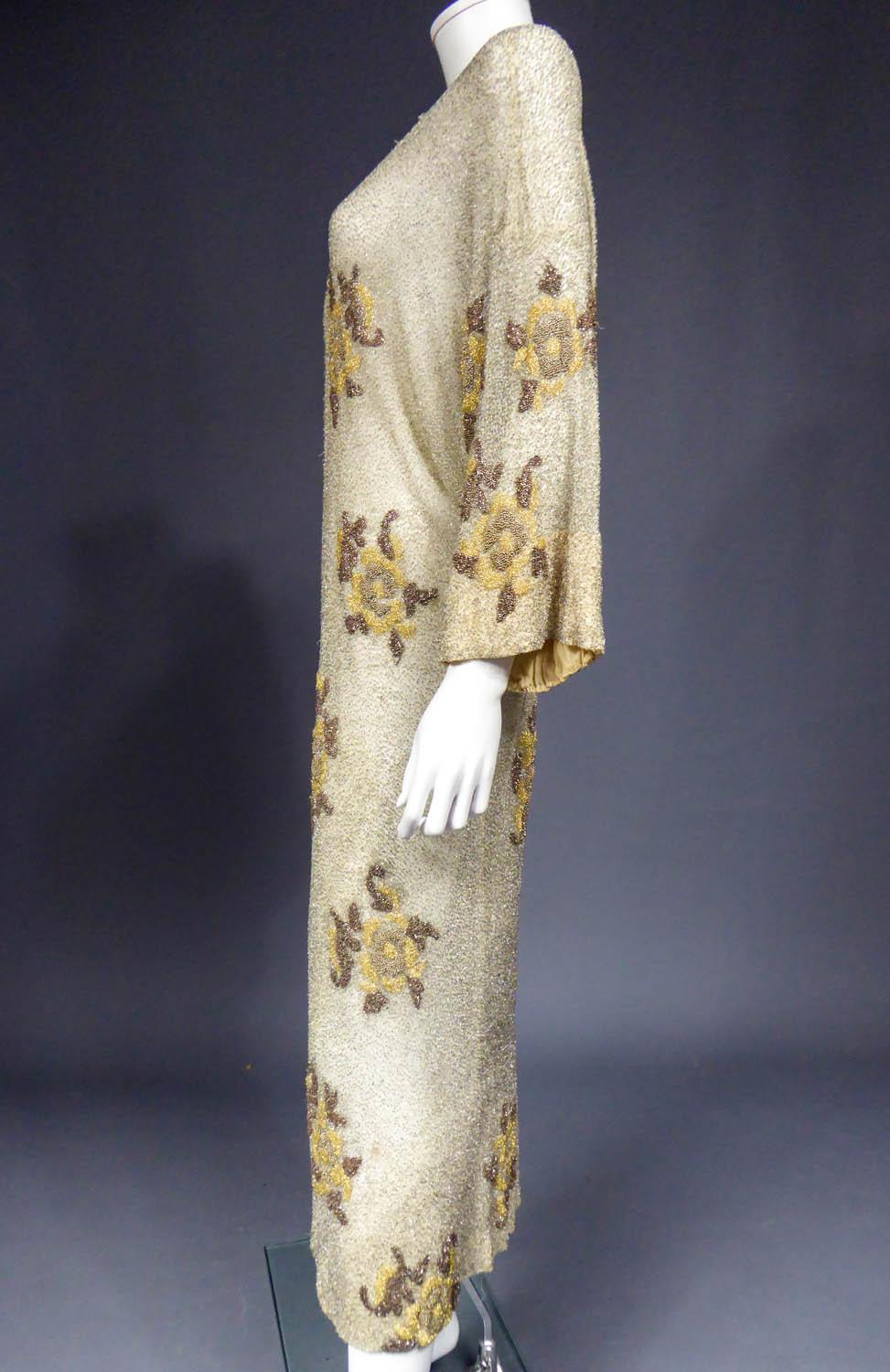 Beige A French Couture beaded Evening Coat in the style of Paul Poiret, Circa 1930 For Sale
