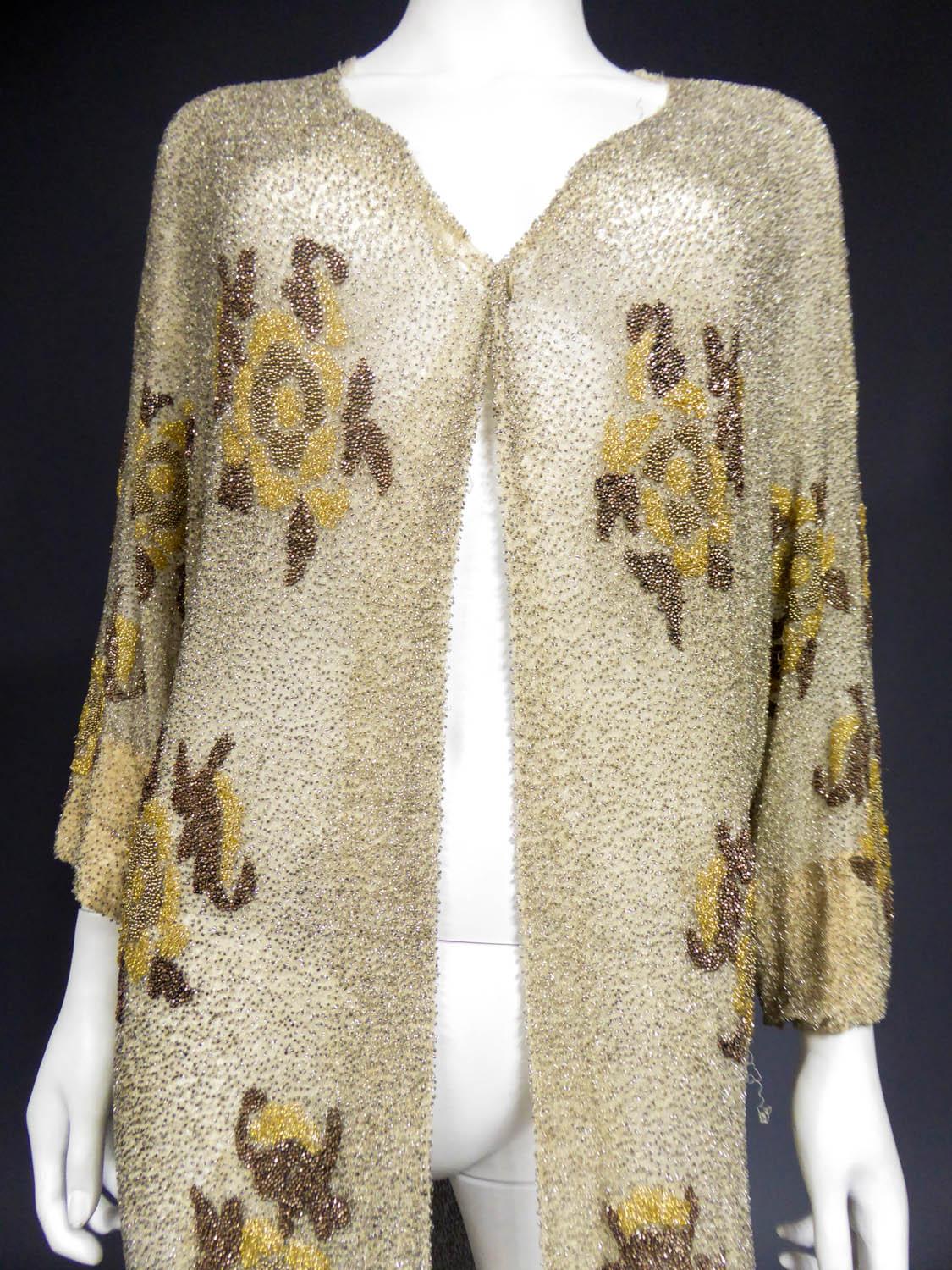 Cappotto da sera di alta moda francese con perline nello stile di Paul Poiret, circa 1930 in vendita 2