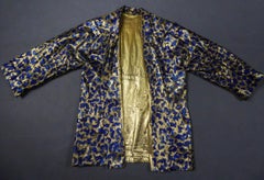 Blue painted and gold lamé Kimono in the manner of Matisse Circa 1960