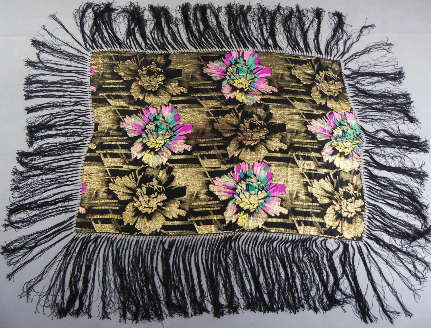 Black Golden Lame Art Deco Shawl Circa 1925