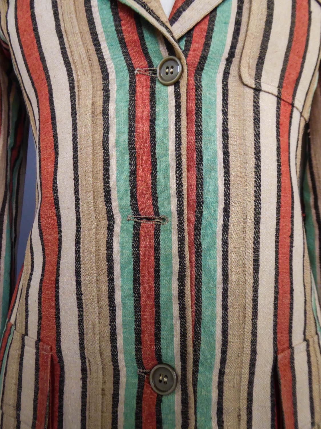 Women's or Men's Ted Lapidus Raw Striped Silk Jacket, Circa 1975 For Sale