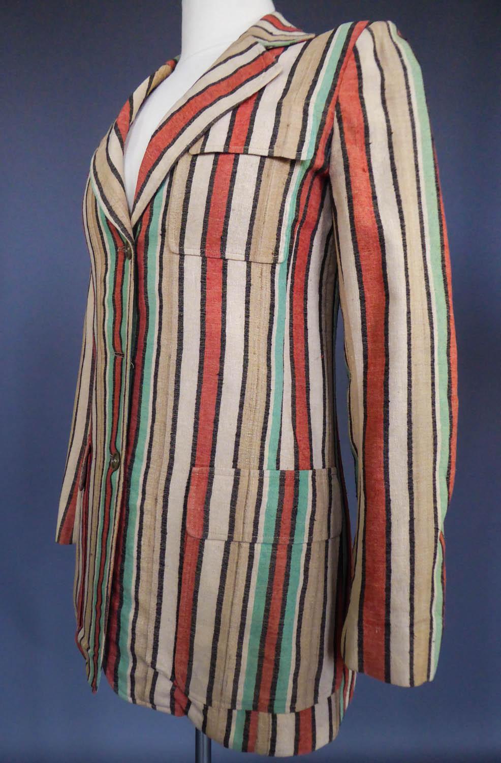 Ted Lapidus Raw Striped Silk Jacket, Circa 1975 For Sale 1