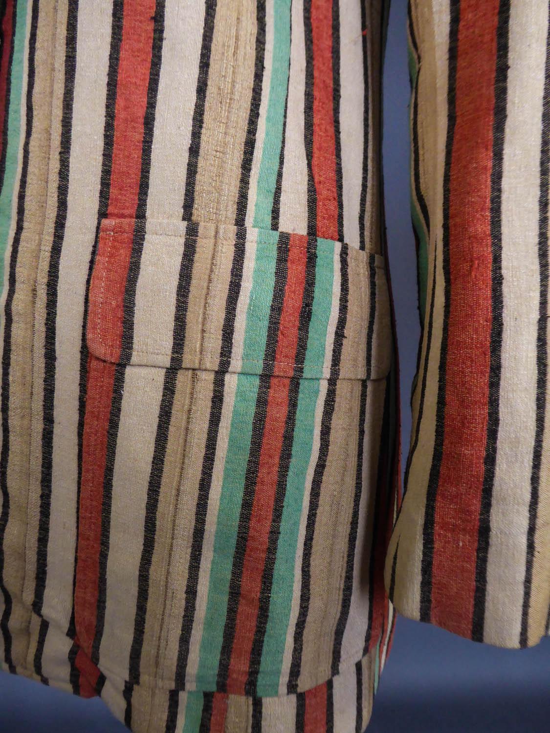 Ted Lapidus - Veste en soie rayée brute à rayures, circa 1975 en vente 2