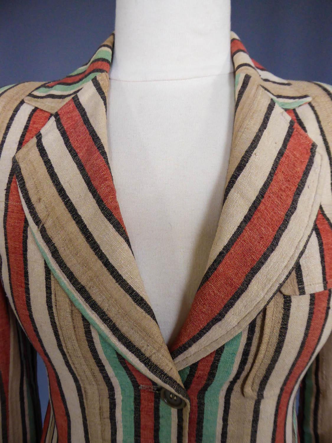 Ted Lapidus Raw Striped Silk Jacket, Circa 1975 For Sale 3