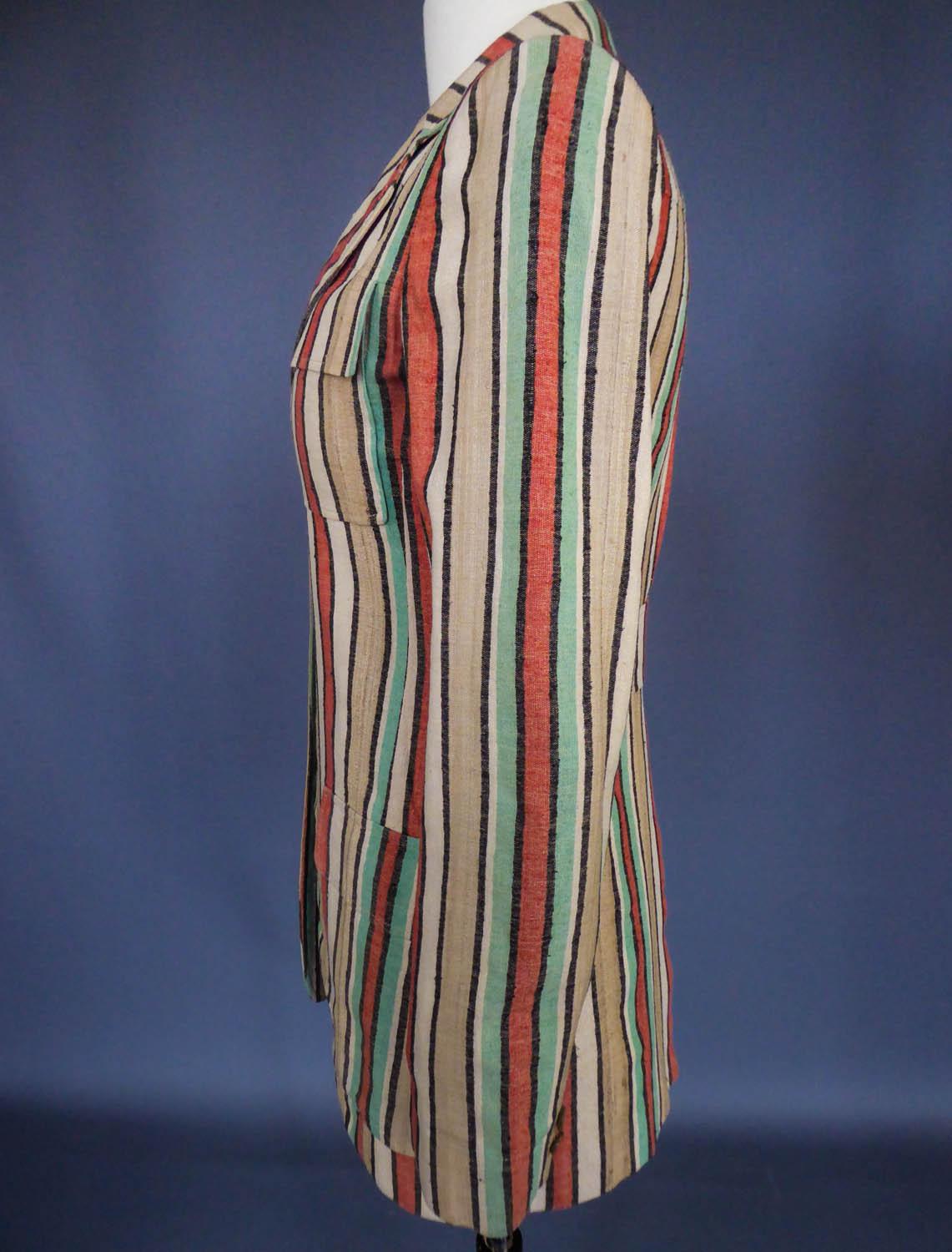 Ted Lapidus - Veste en soie rayée brute à rayures, circa 1975 en vente 4