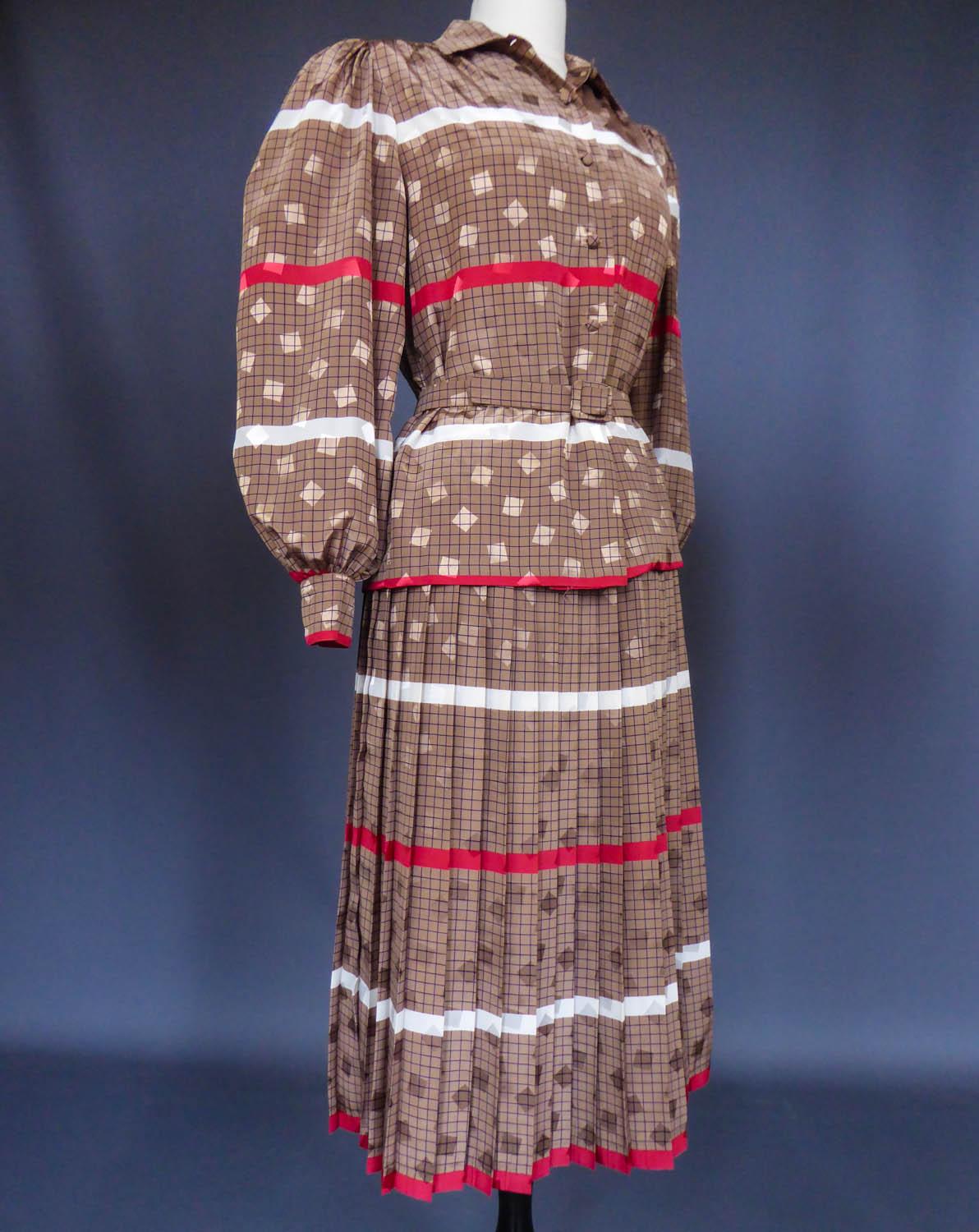 A French Blouse and Pleated Skirt By Cacharel (Attributed to) Circa 1980 For Sale 1